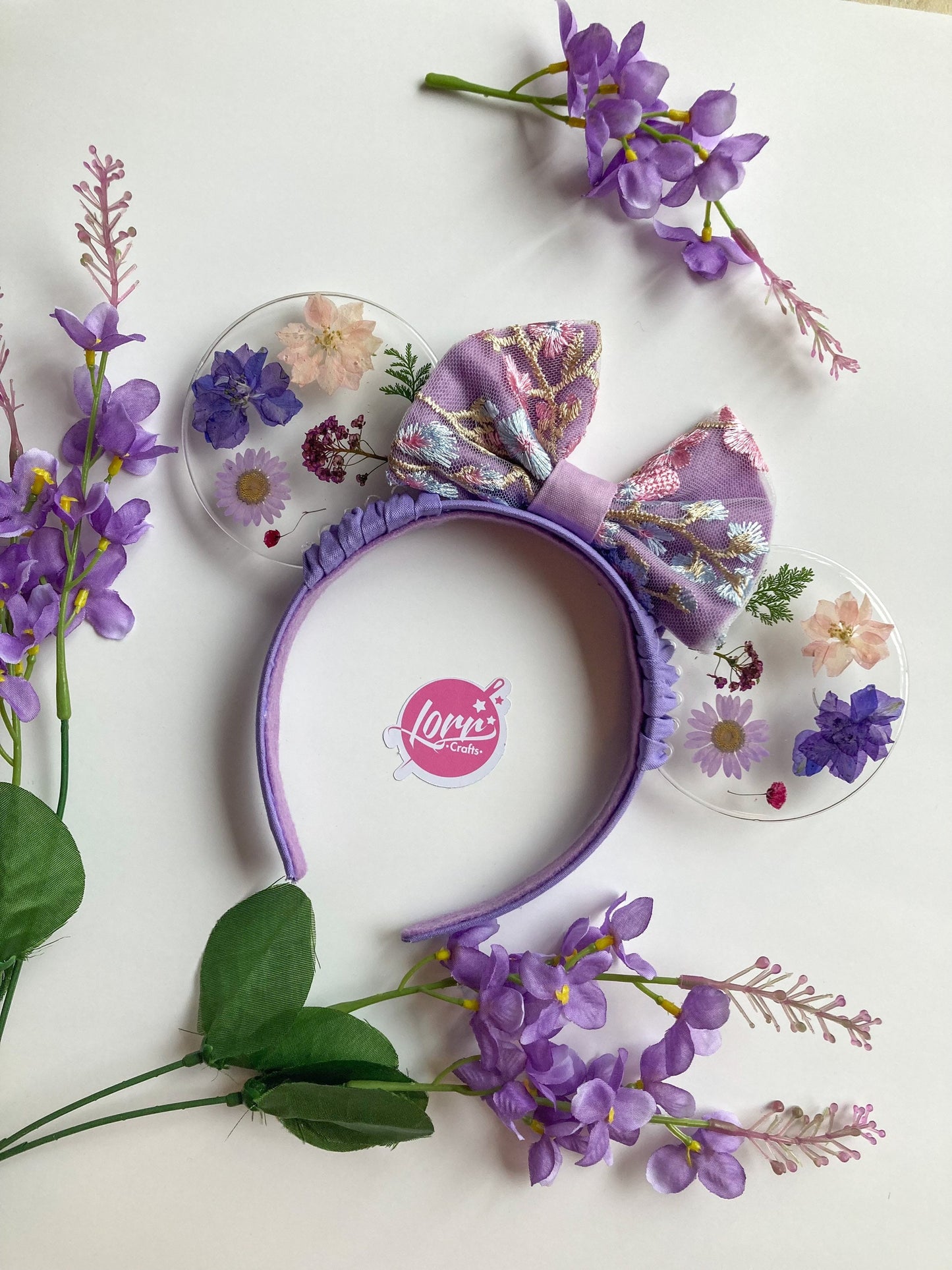 Encanto Isabela Madrigal Inspired Mouse Ears | Resin Pressed Purple Flower, Disney Ears, Handmade Floral Headband