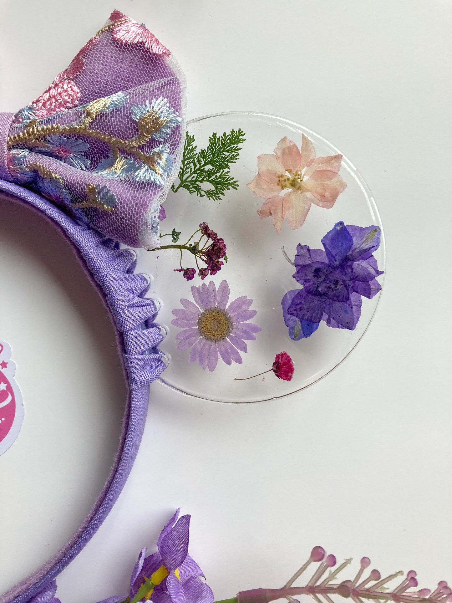 Encanto Isabela Madrigal Inspired Mouse Ears | Resin Pressed Purple Flower, Disney Ears, Handmade Floral Headband