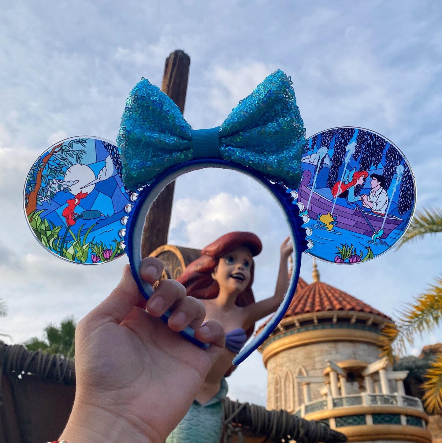 Kiss the Girl Faux Stained Glass Mouse Ears | Ariel and Eric Little Mermaid Resin Ears for Disney Parks
