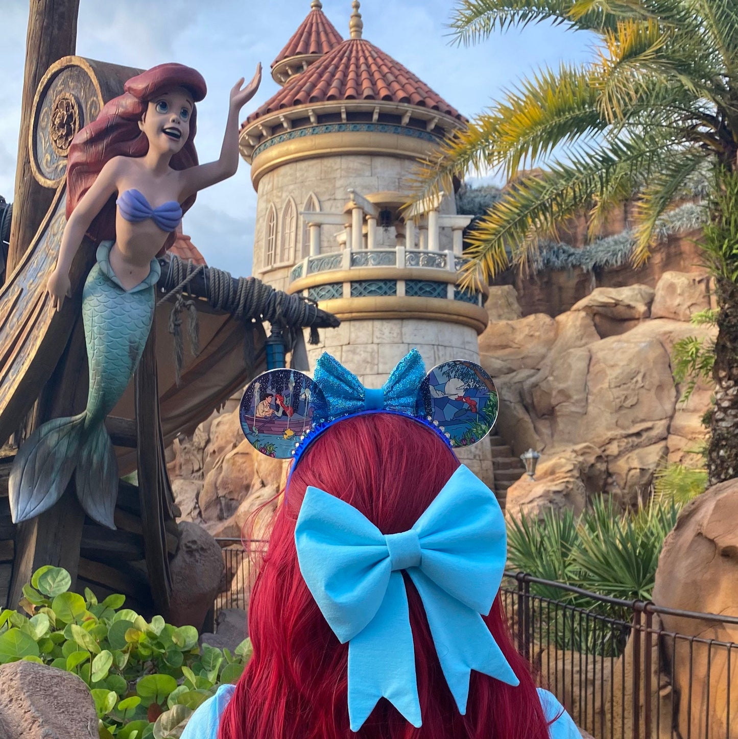 Kiss the Girl Faux Stained Glass Mouse Ears | Ariel and Eric Little Mermaid Resin Ears for Disney Parks
