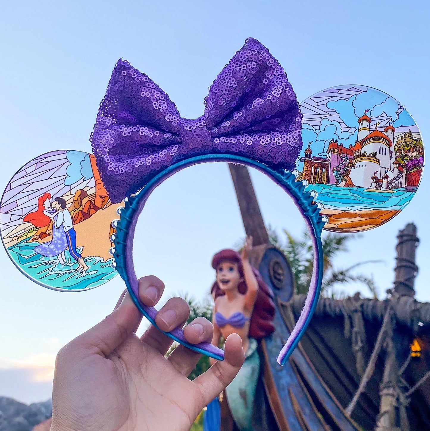 Little mermaid stained glass ears /Ariel and Eric unique mouse ears /Resin handmade disney park ears