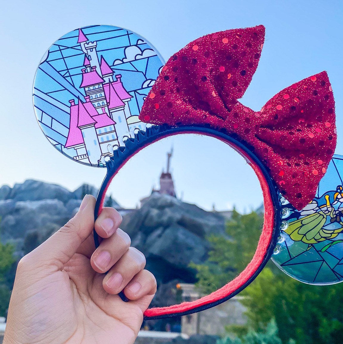 Faux Stained Glass Beauty and the Beast Mouse Ears | Handmade Belle-Inspired Headband for Disney Parks