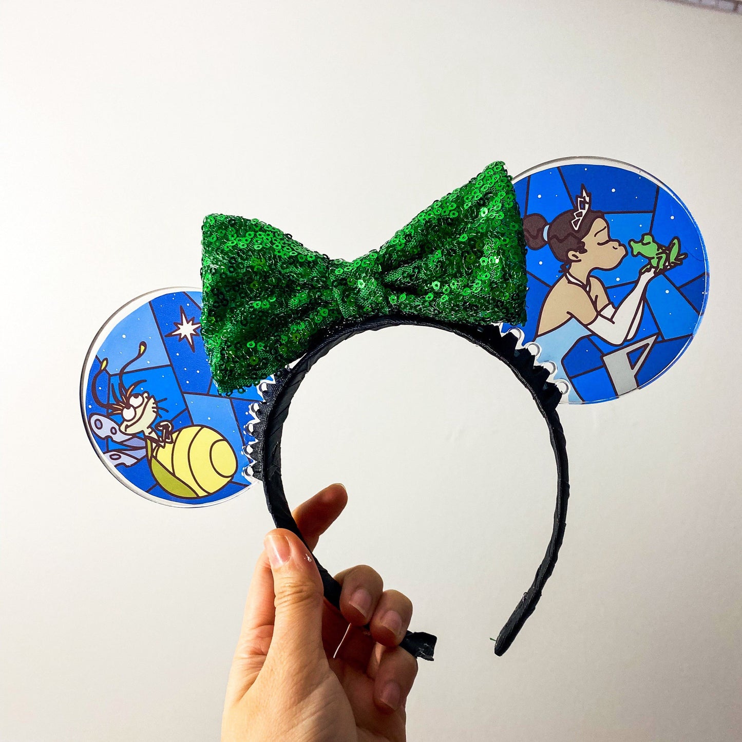 Tiana Faux Stained Glass Mouse Ears, Princess and the Frog Resin Disney parks Ears, Handmade Headband, Evangeline and Ray ears