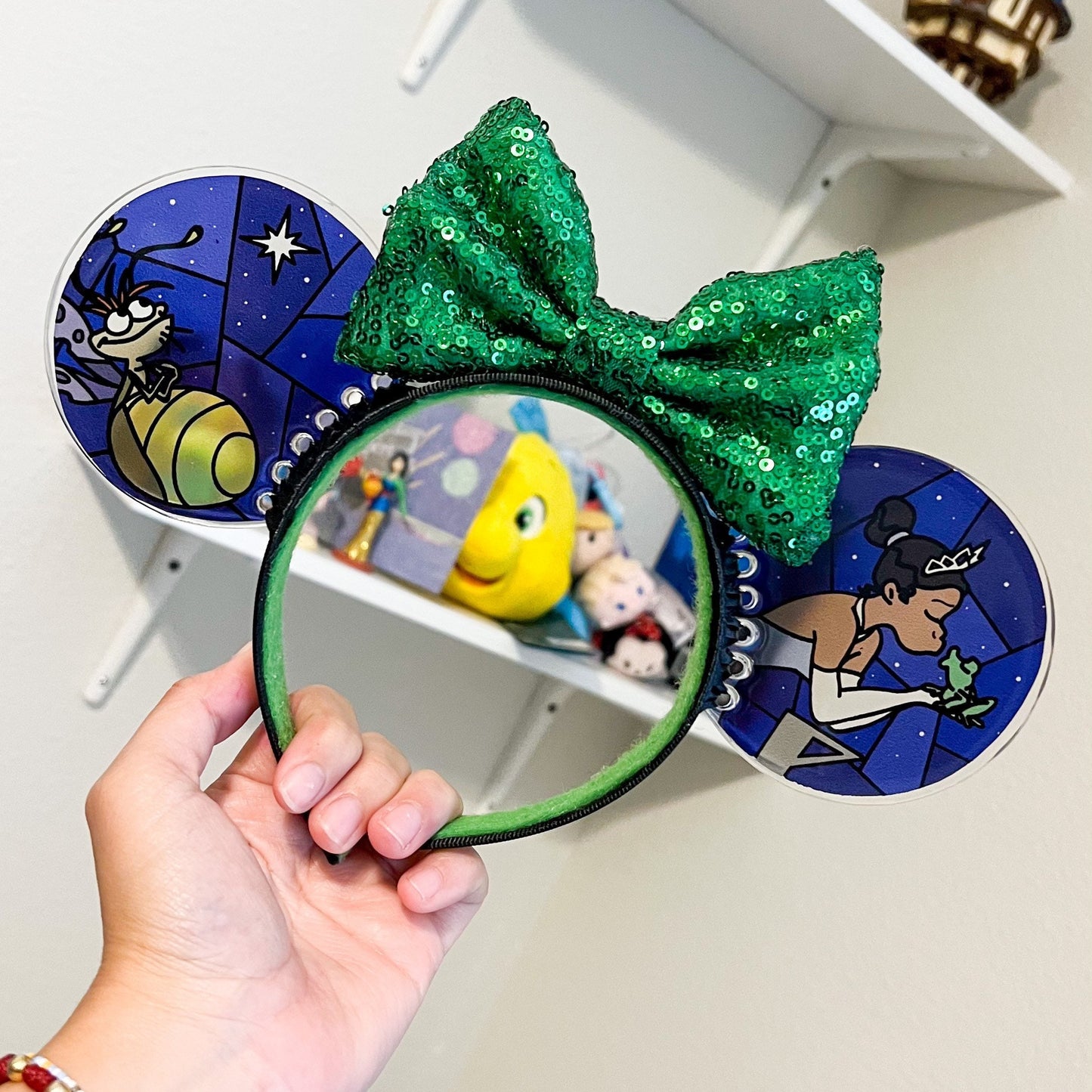 Tiana Faux Stained Glass Mouse Ears, Princess and the Frog Resin Disney parks Ears, Handmade Headband, Evangeline and Ray ears