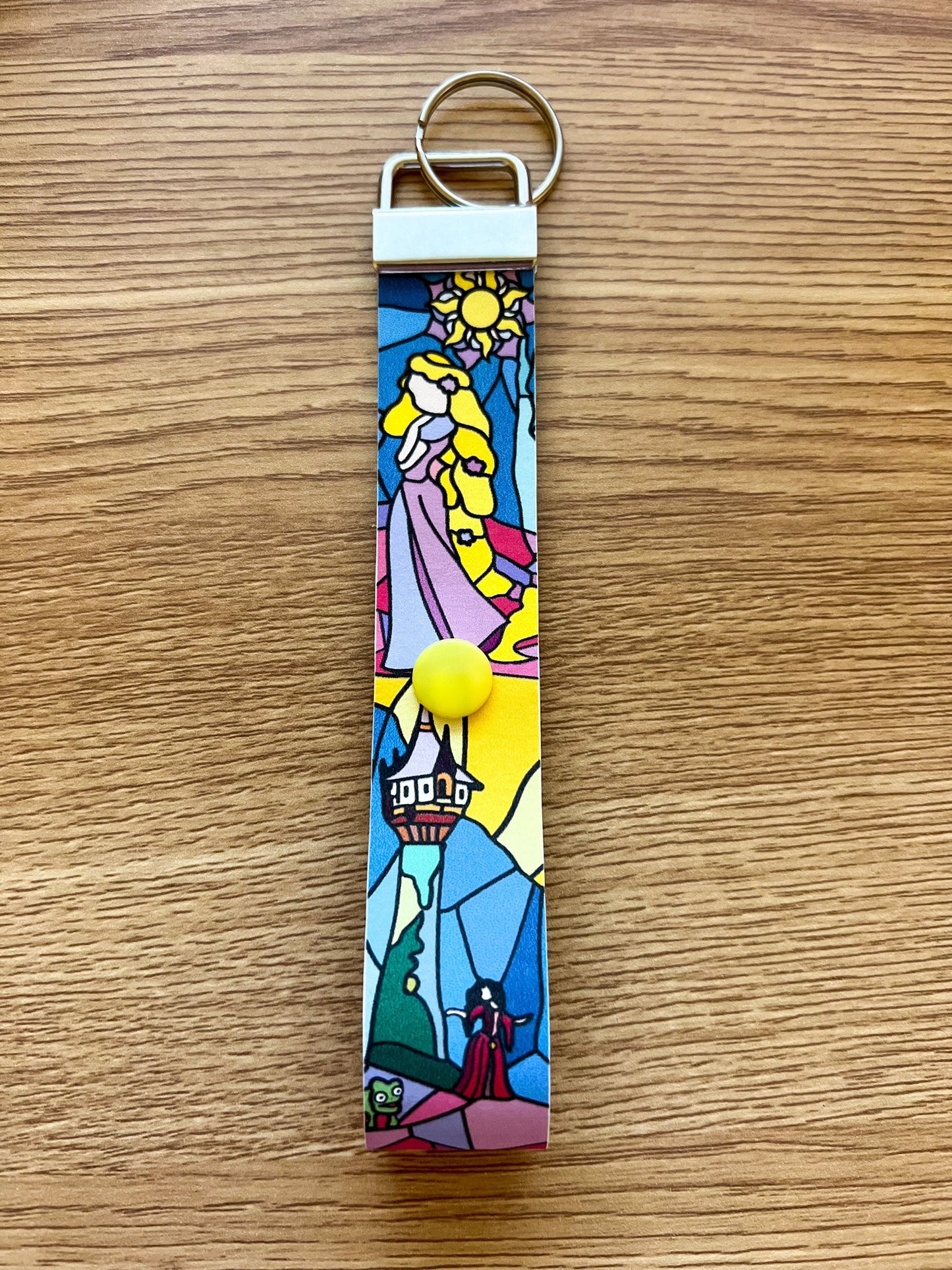 Rapunzel stained glass keychain/ tangled ear holder/Disney park mouse ear backpack holder