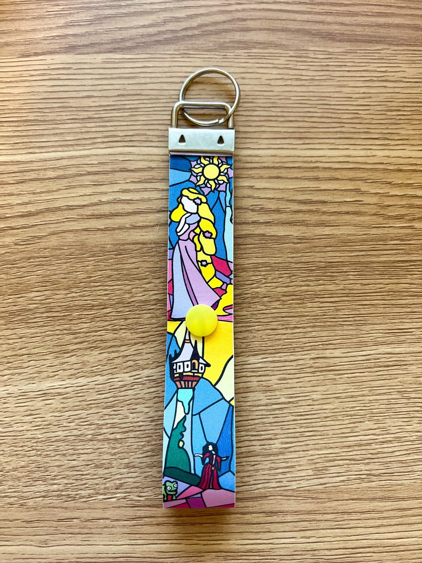 Rapunzel stained glass keychain/ tangled ear holder/Disney park mouse ear backpack holder