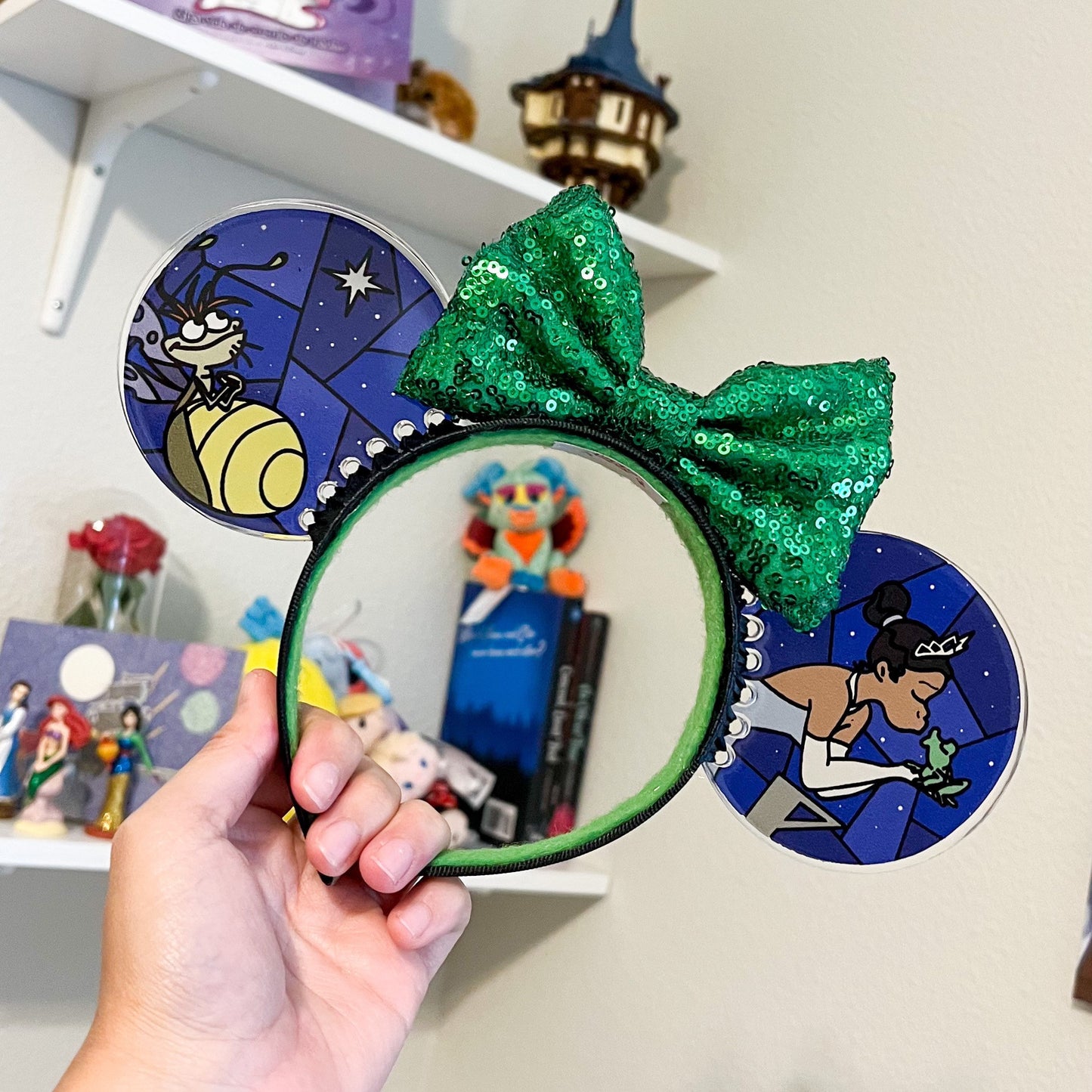 Tiana Faux Stained Glass Mouse Ears, Princess and the Frog Resin Disney parks Ears, Handmade Headband, Evangeline and Ray ears