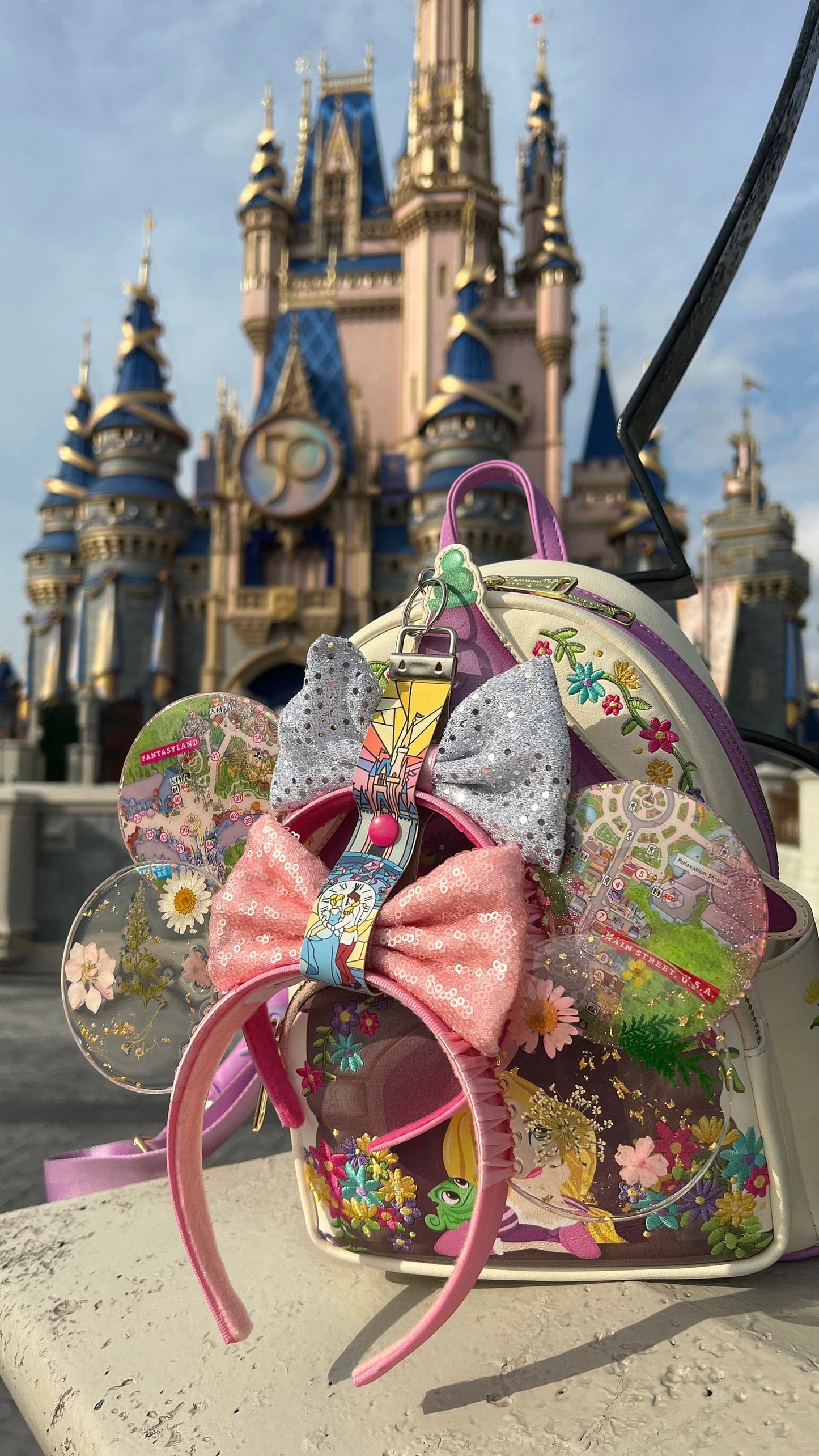 Cinderella keychain/ key fob/ disney mouse ear holder Cinderella castle inspired