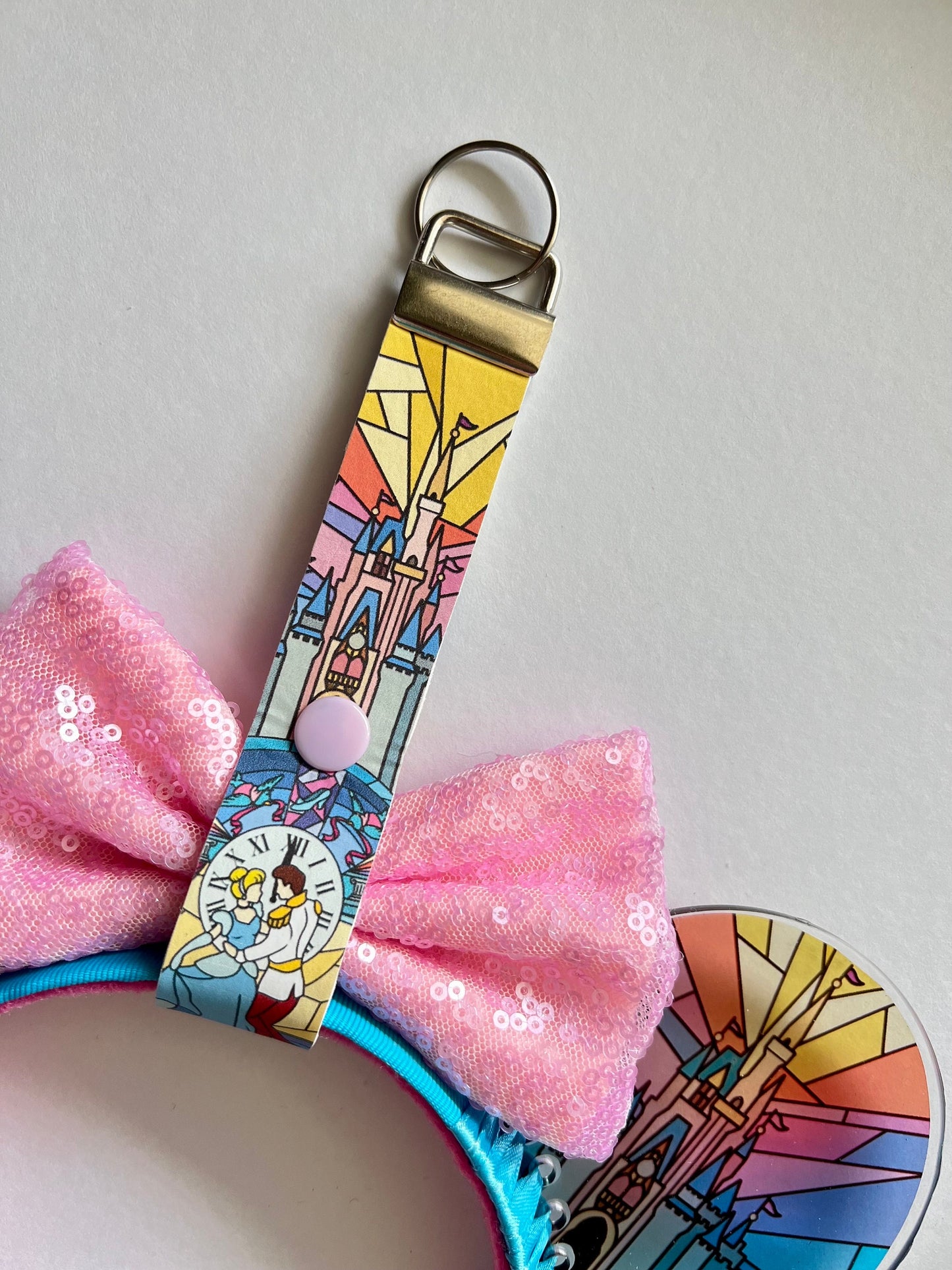Cinderella keychain/ key fob/ disney mouse ear holder Cinderella castle inspired