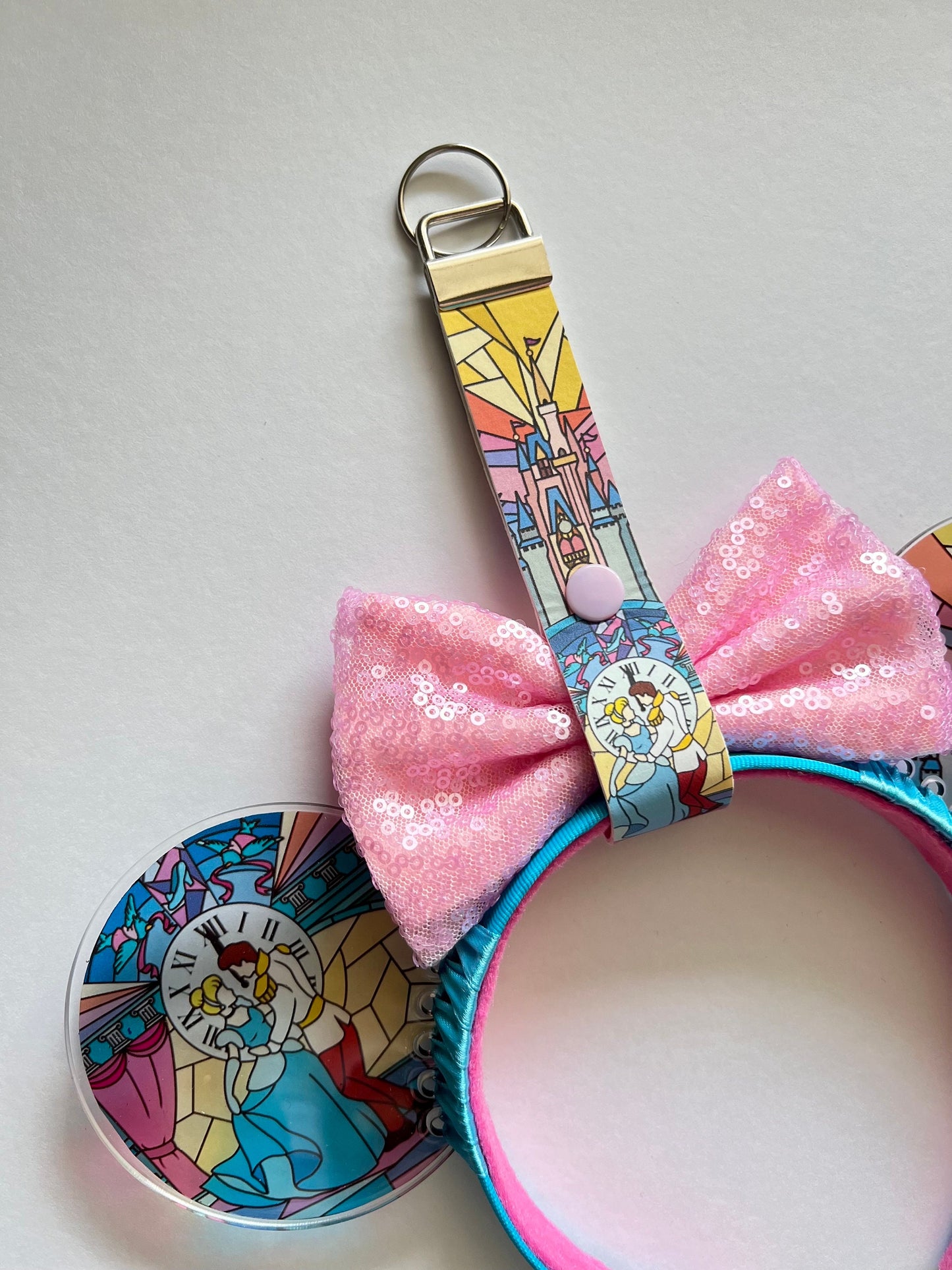 Cinderella keychain/ key fob/ disney mouse ear holder Cinderella castle inspired