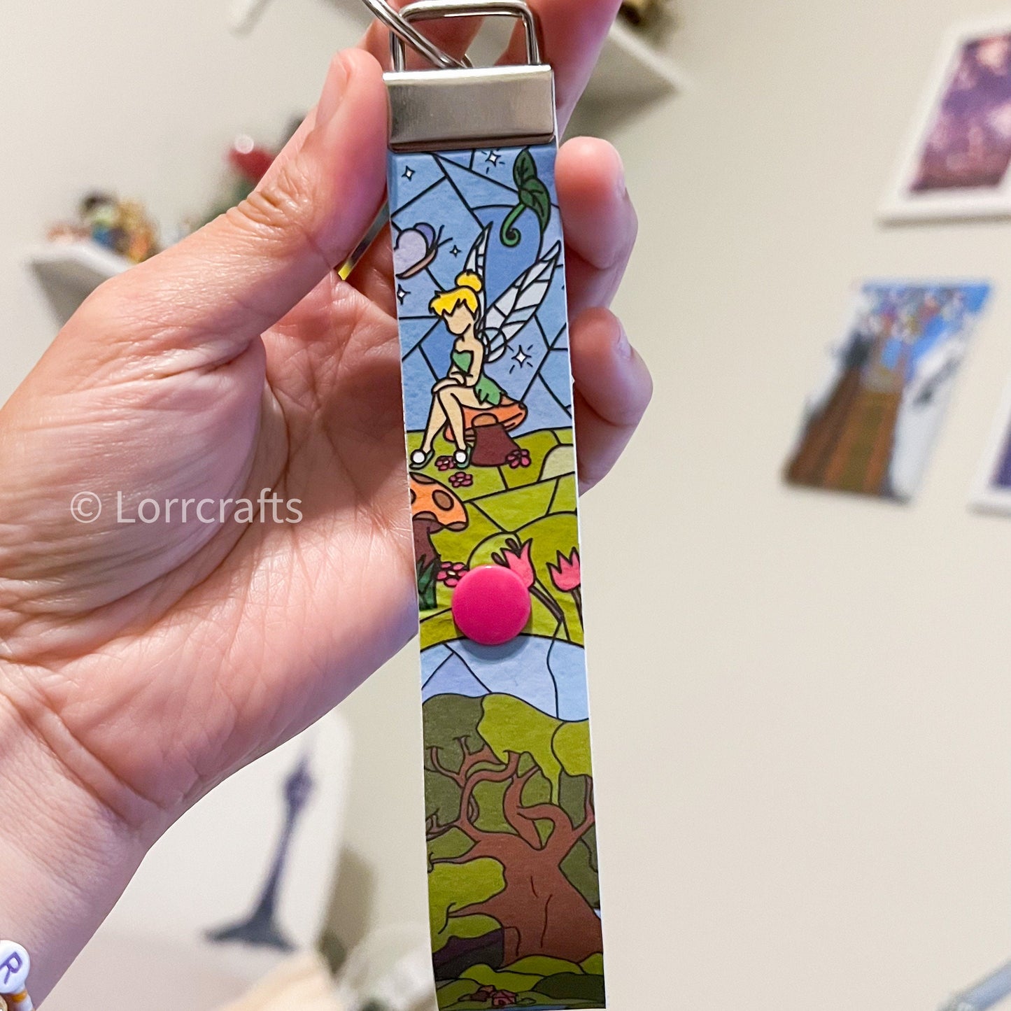 Minnie ear holder Tinkerbell inspired keychain /Fairies ear holder/ stained glass Tinkerbell key fob/ ear saver for backpack