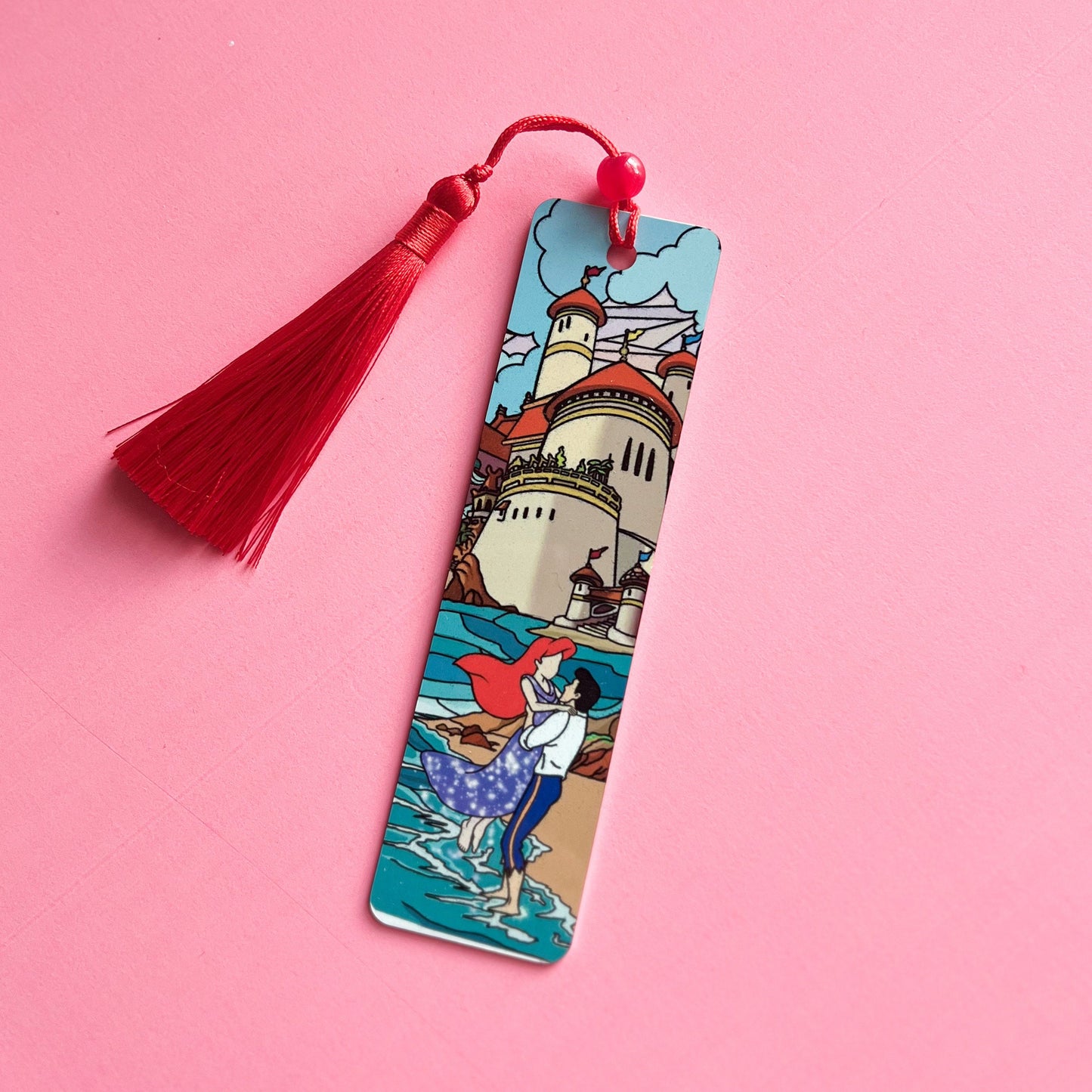 The little mermaid bookmark/ Stained glass Ariel and Eric, Handmade disney gift