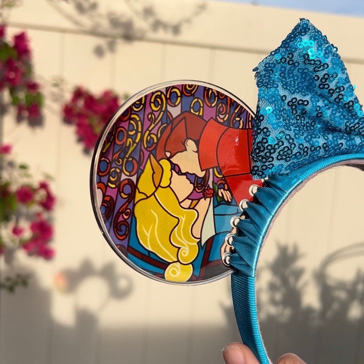 Sleeping beauty Faux stained glass ears /Aurora mouse ears /Resin maleficent mouse ears