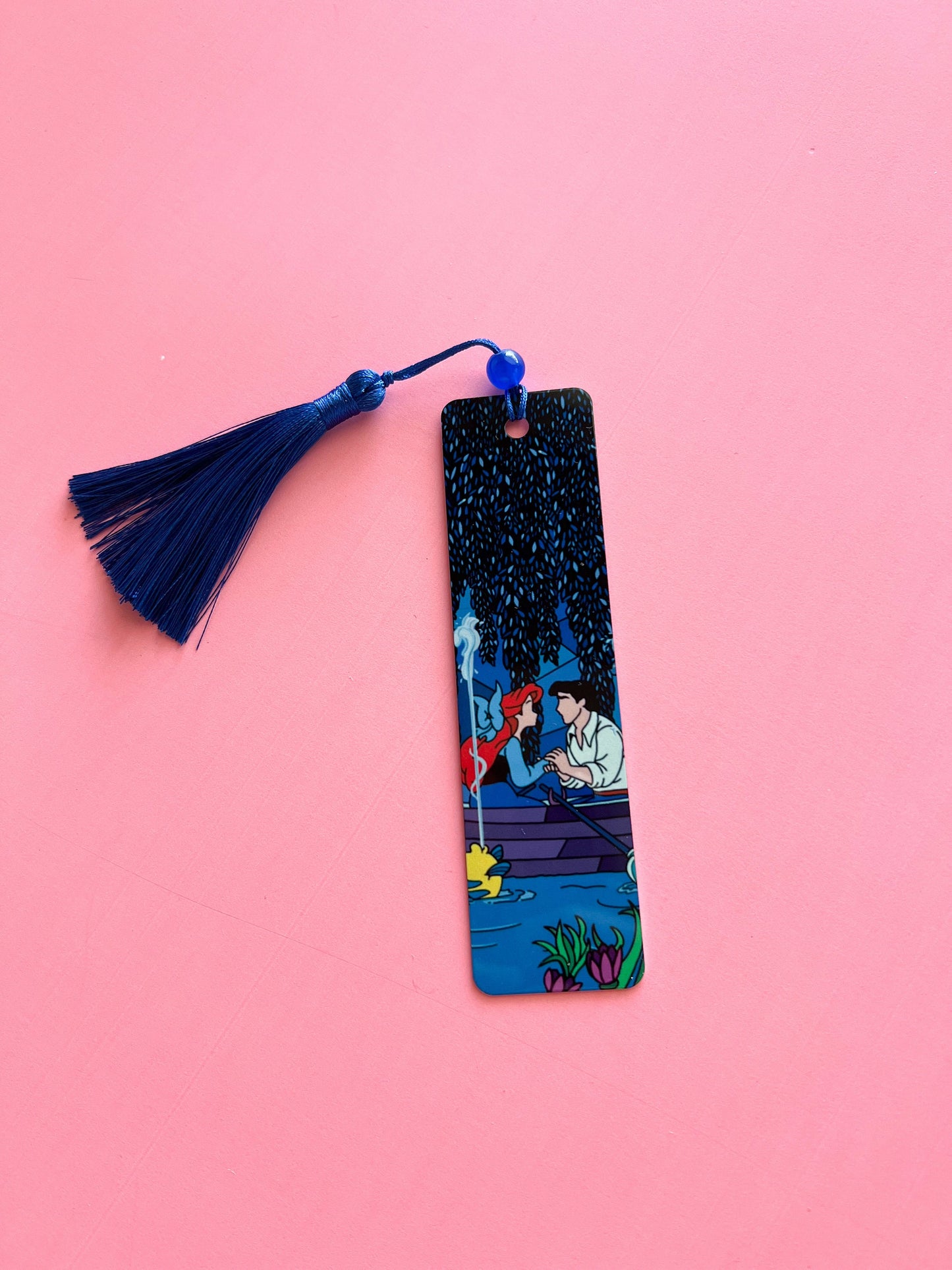 Kiss the girl little mermaid bookmark/ Ariel and Eric stained glass design, Handmade Disney gift