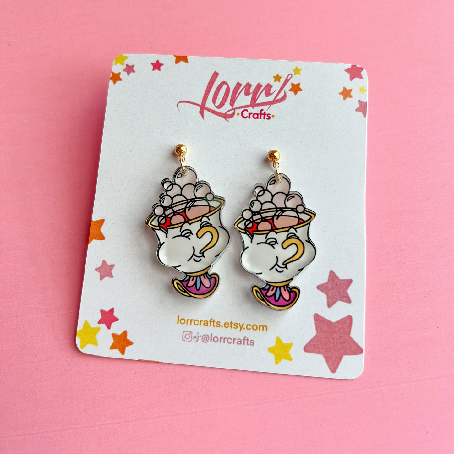 Chip earrings /Beauty and the beast accessory / nickel free disney earring