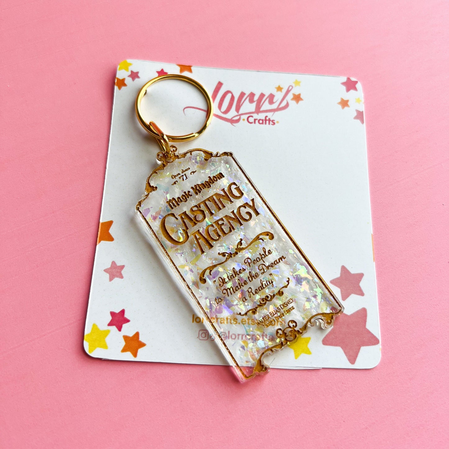 Magic Kingdom Casting agency door inspired keychain/ Disney world cast member famous door