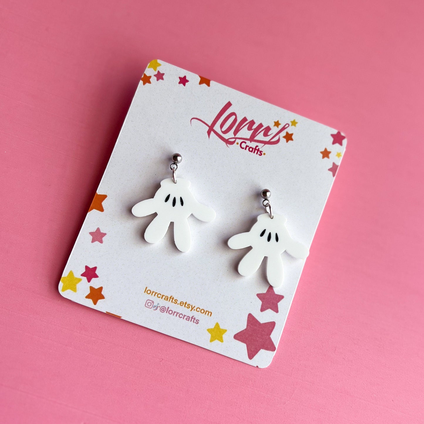 Mickey Mouse glove inspired earrings, disney park accessory , Handmade nickel free earrings