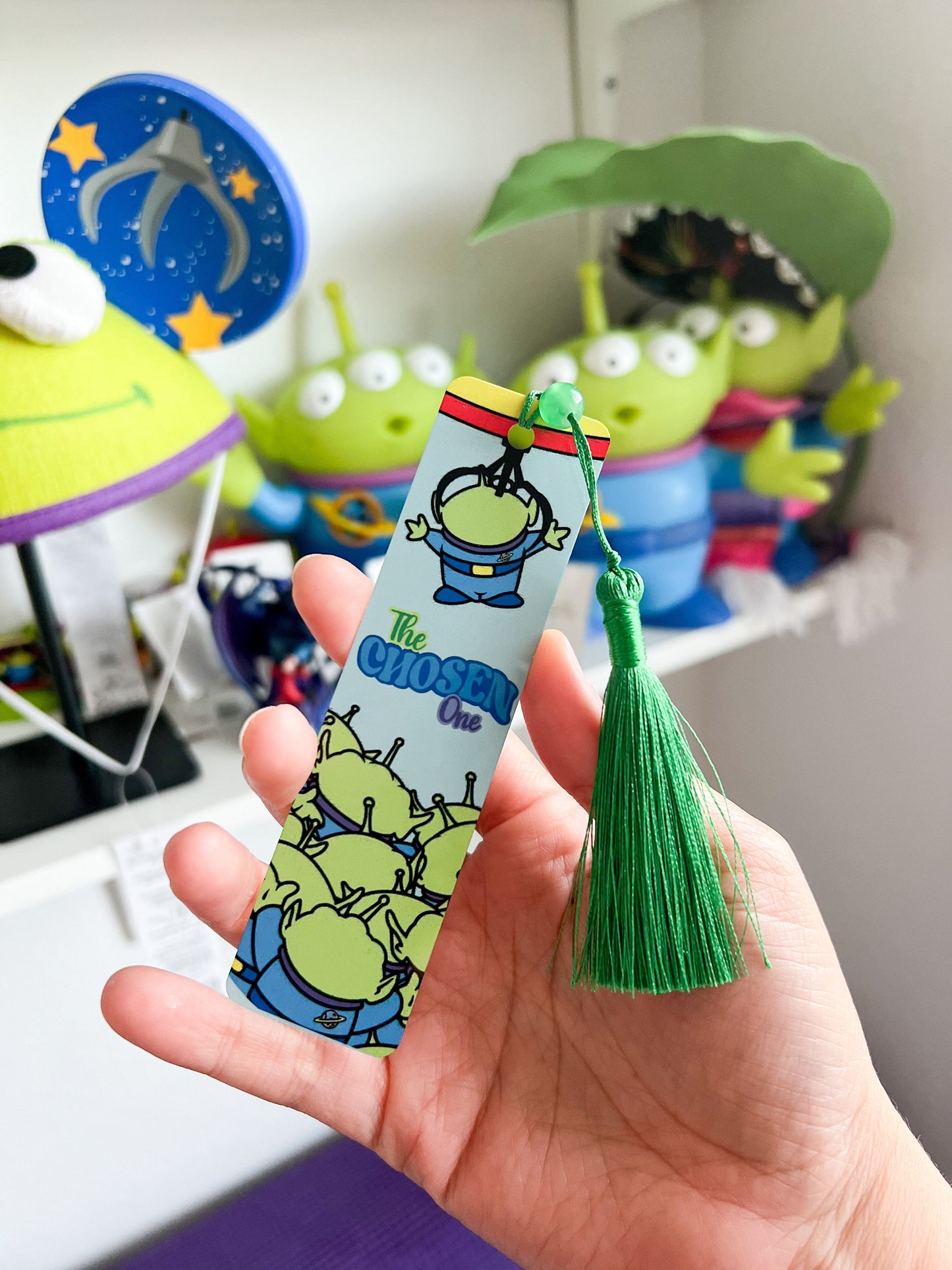 Toy Story aliens bookmark, Disney inspired handmade gift, Buzz light year aliens inspired.
