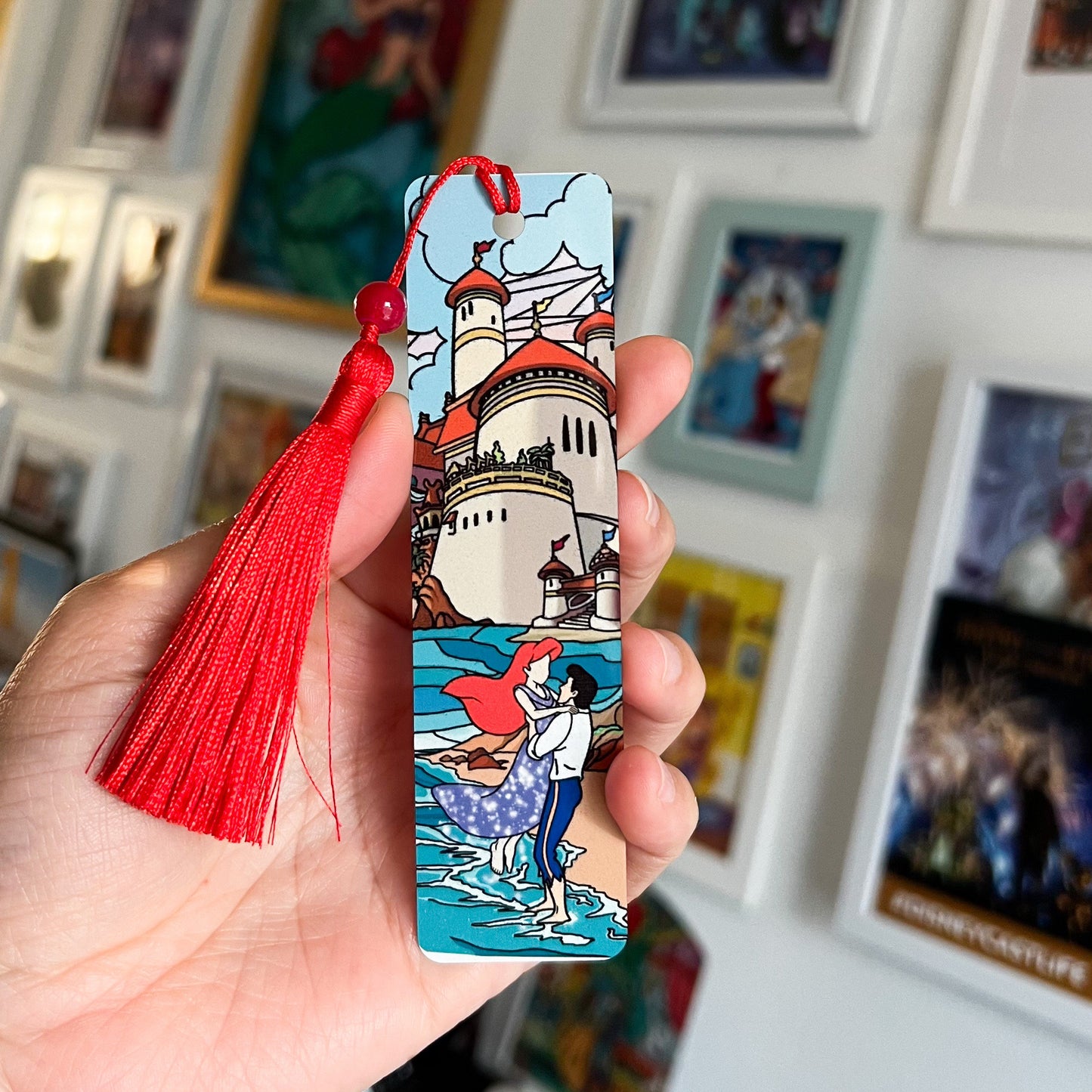 The little mermaid bookmark/ Stained glass Ariel and Eric, Handmade disney gift