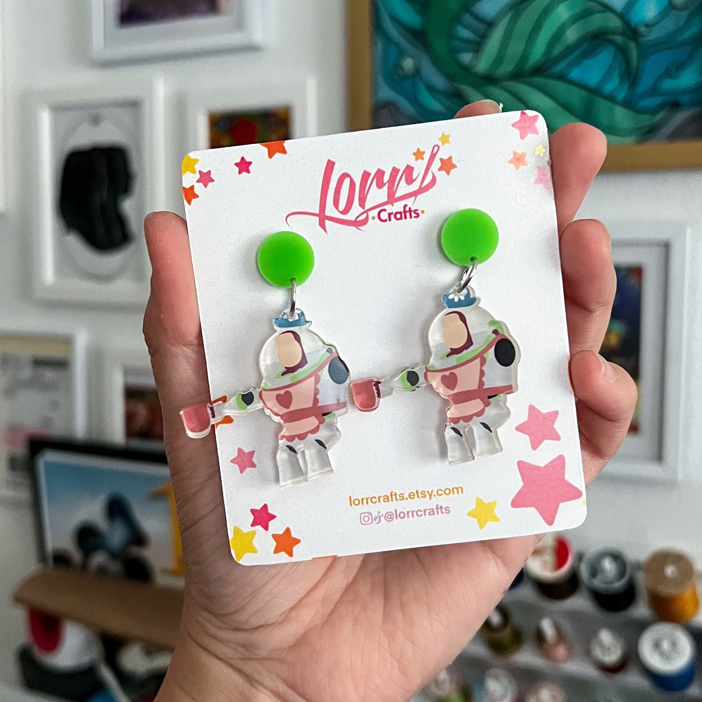 Mrs Nesbitt earrings /buzz lightyear accessory / Toy Story themed earrings