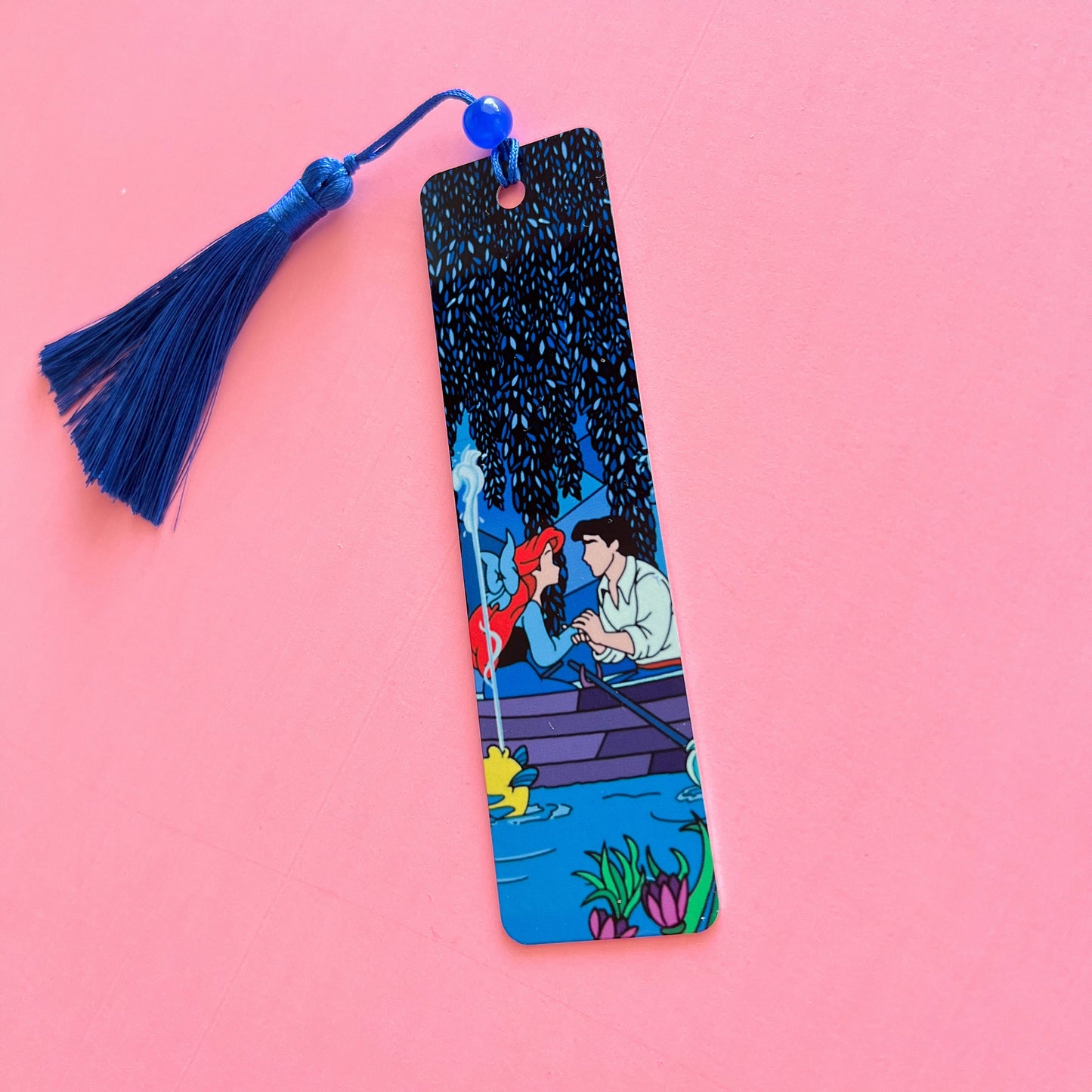 Kiss the girl little mermaid bookmark/ Ariel and Eric stained glass design, Handmade Disney gift