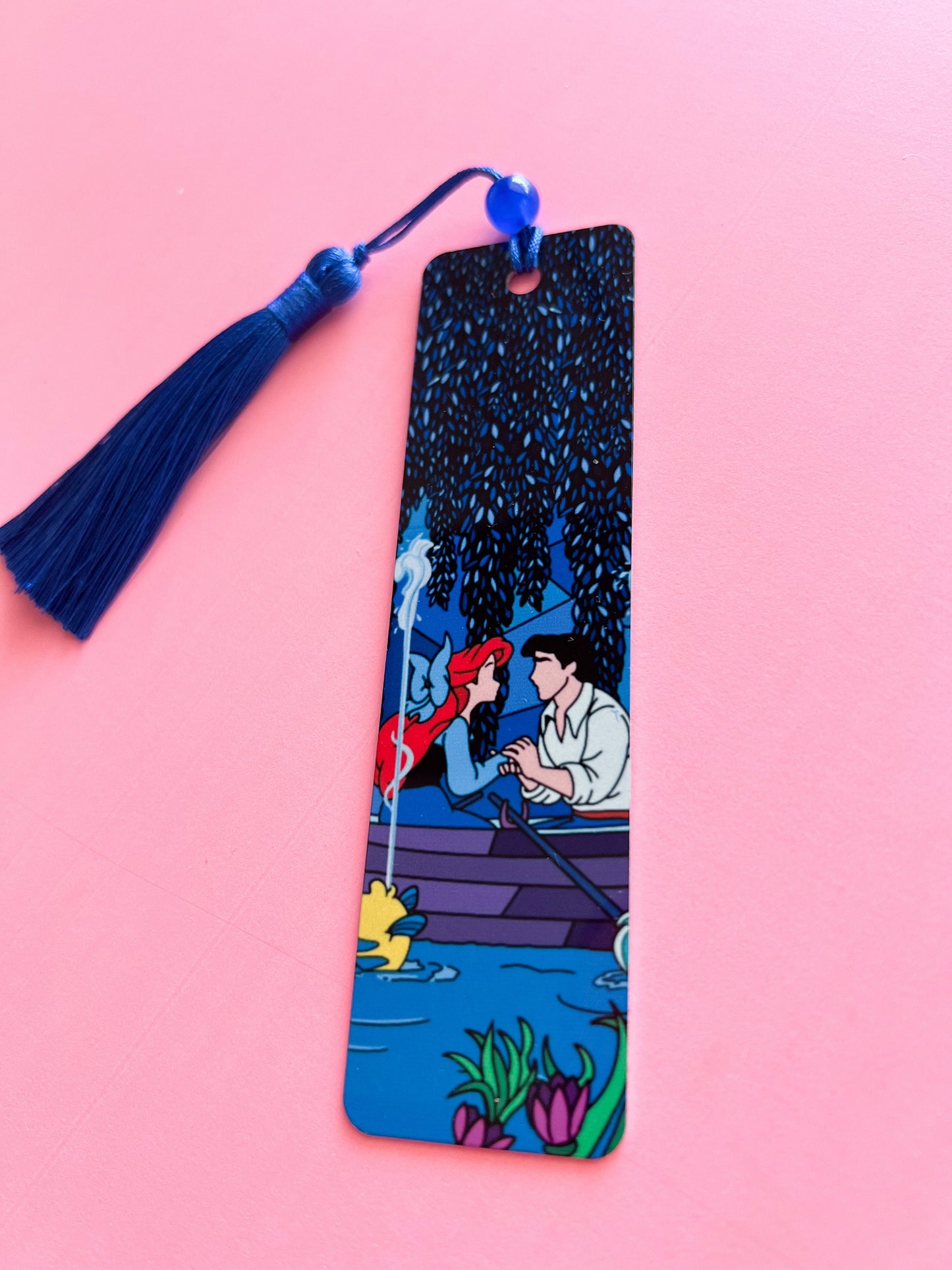 Kiss the girl little mermaid bookmark/ Ariel and Eric stained glass design, Handmade Disney gift