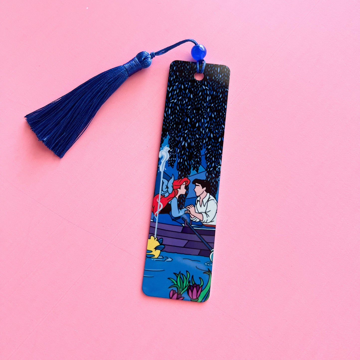 Kiss the girl little mermaid bookmark/ Ariel and Eric stained glass design, Handmade Disney gift