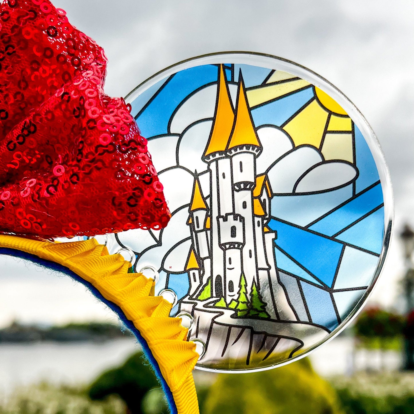 Snow White Mouse Ears / Stained glass Disney inspired mouse ear / Handmade resin ears