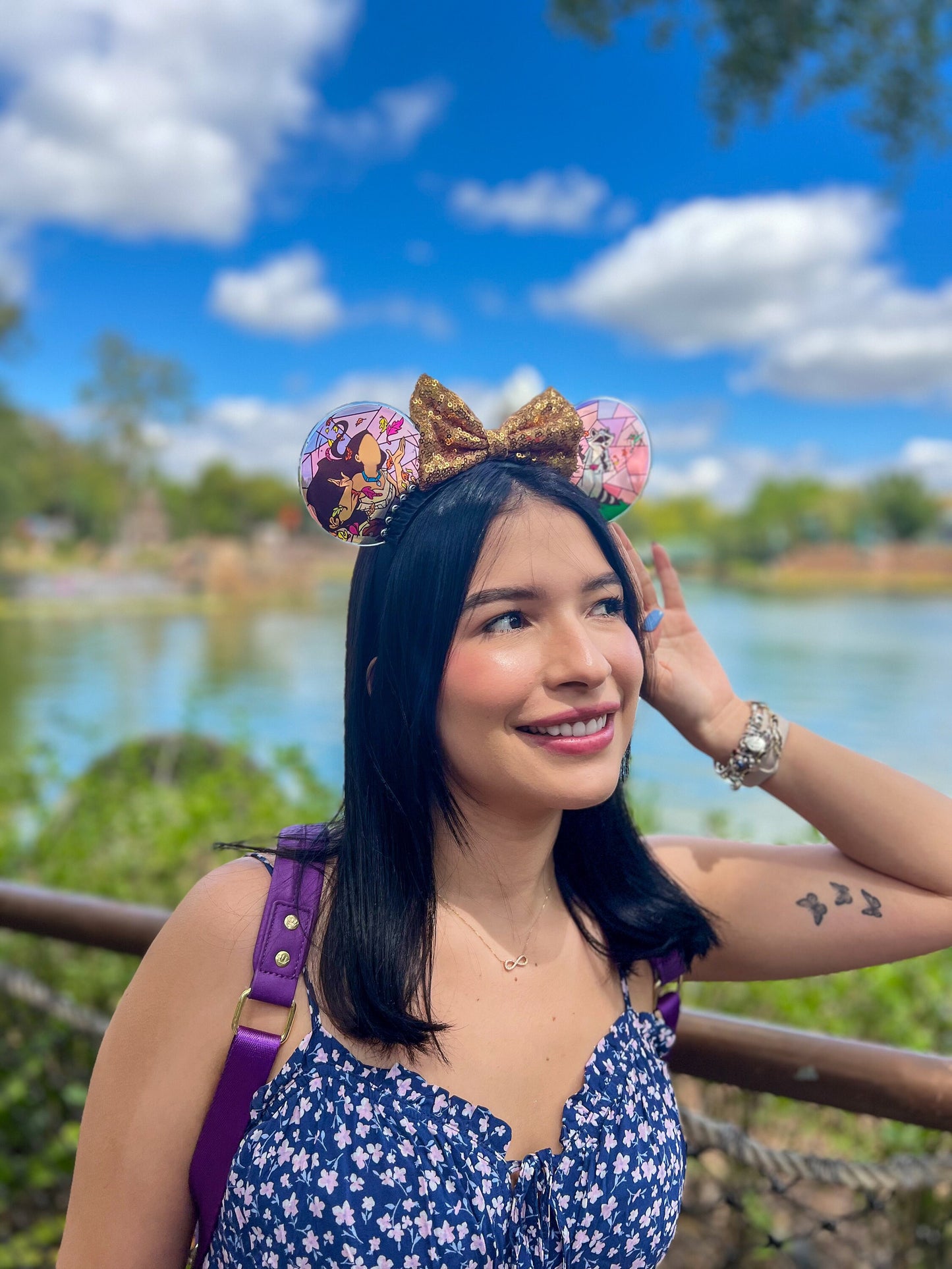 Pocahontas Faux Stained Glass Mouse Ears | Meeko and Pocahontas Resin Disney Ears | Handmade Headband