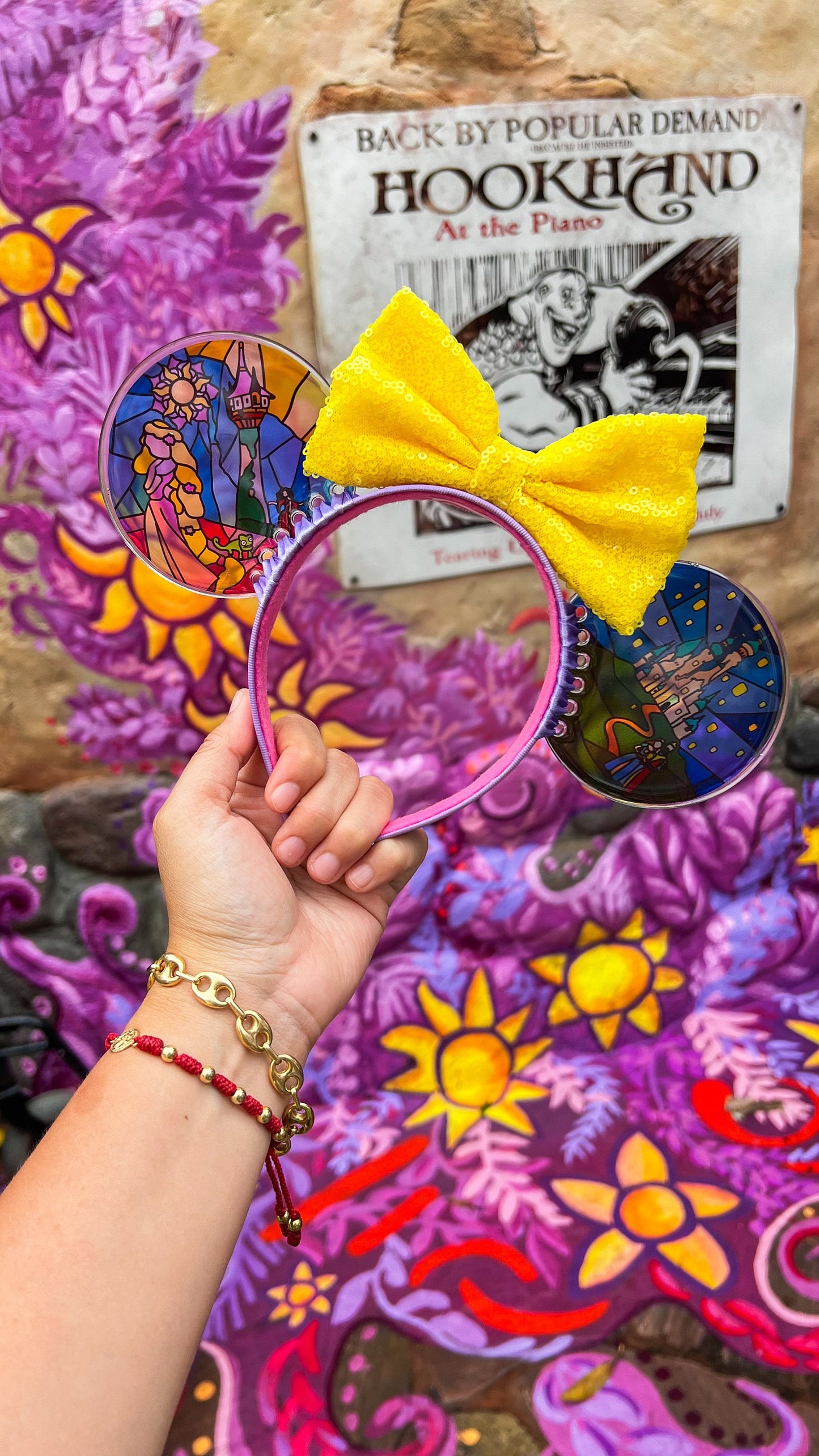 Rapunzel Faux Stained Glass Mouse Ears, Tangled Resin Disney parks Ears, Handmade Headband
