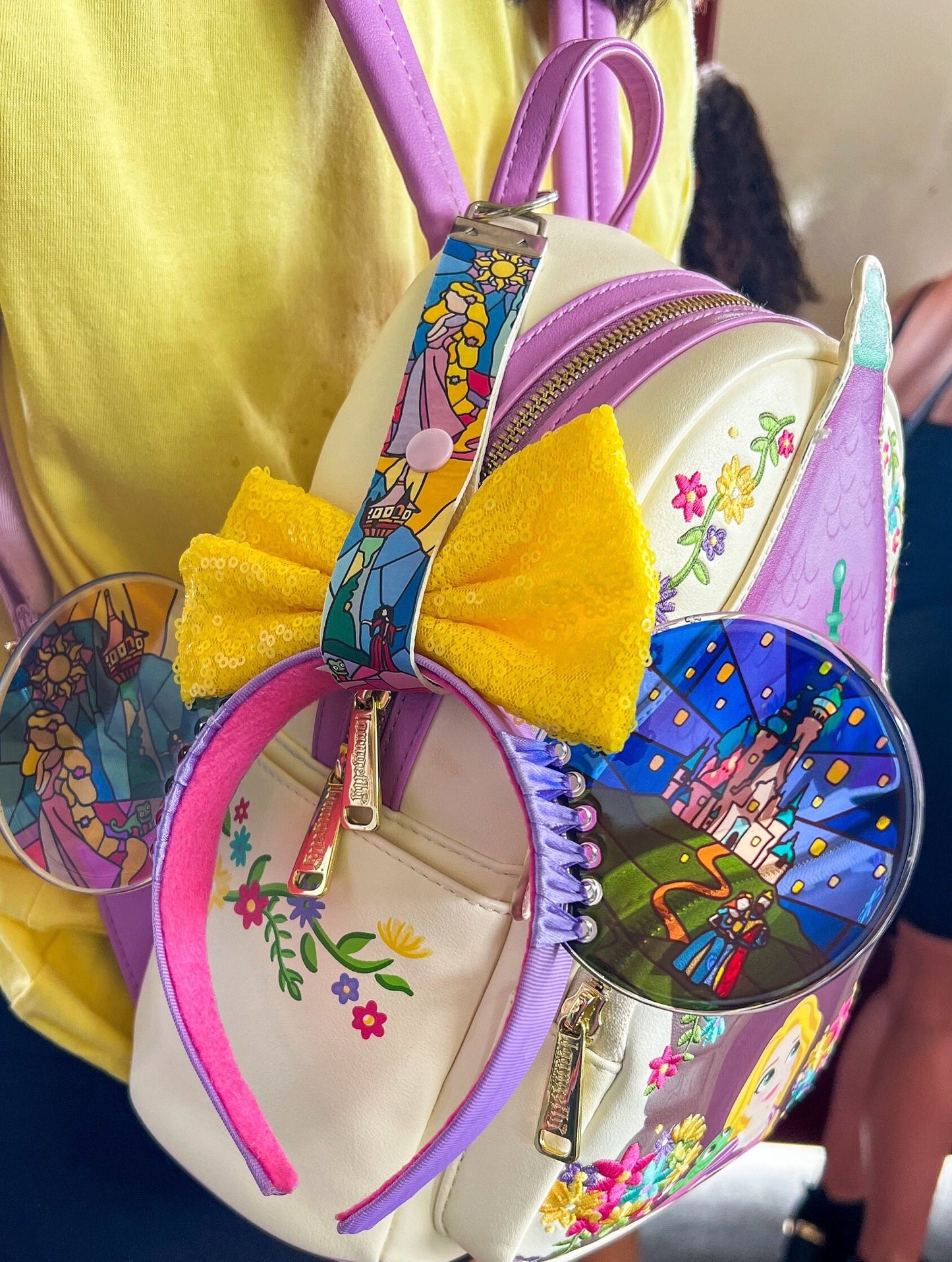 Rapunzel Faux Stained Glass Mouse Ears, Tangled Resin Disney parks Ears, Handmade Headband