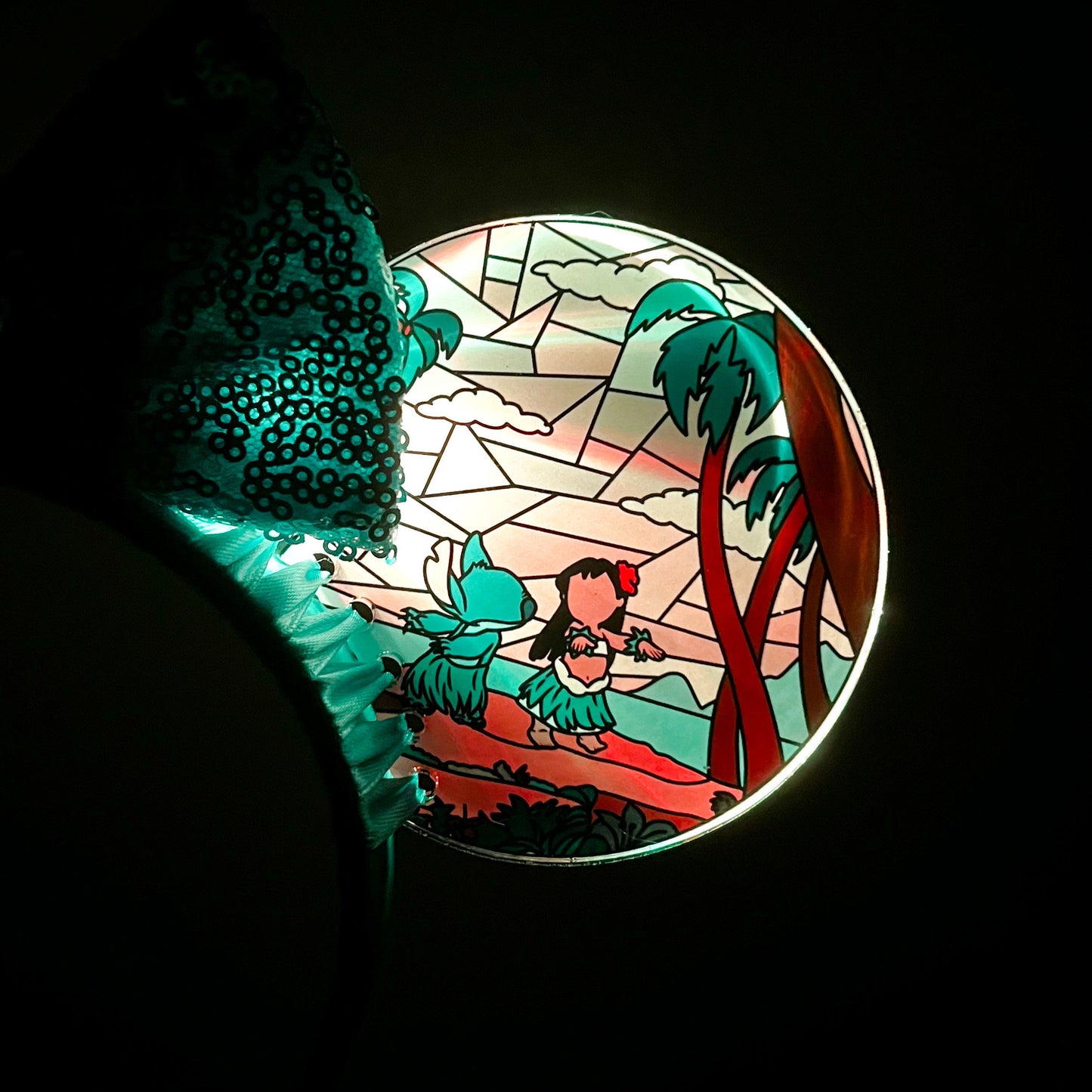Lilo and Stitch stained glass mouse ears /stitch disney mouse ears /light up acrylic mouse ears