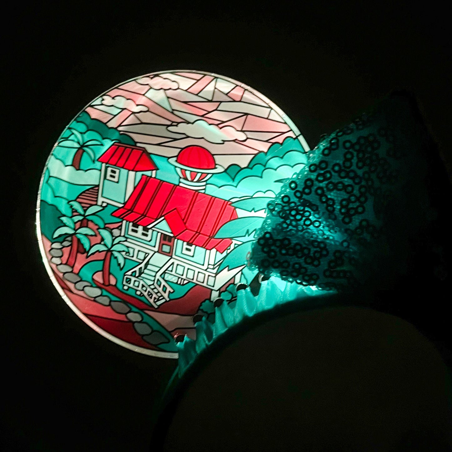 Lilo and Stitch stained glass mouse ears /stitch disney mouse ears /light up acrylic mouse ears