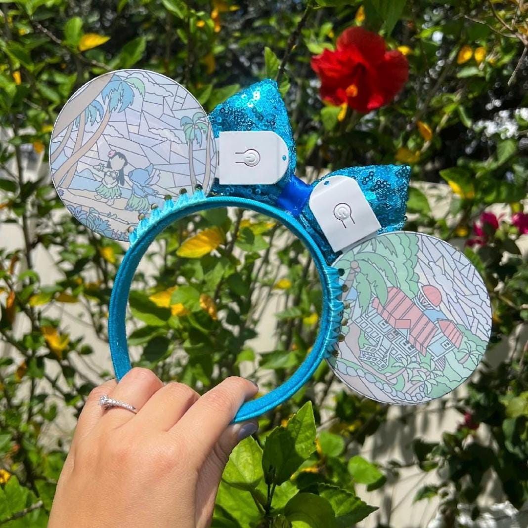 Lilo and Stitch stained glass mouse ears /stitch disney mouse ears /light up acrylic mouse ears