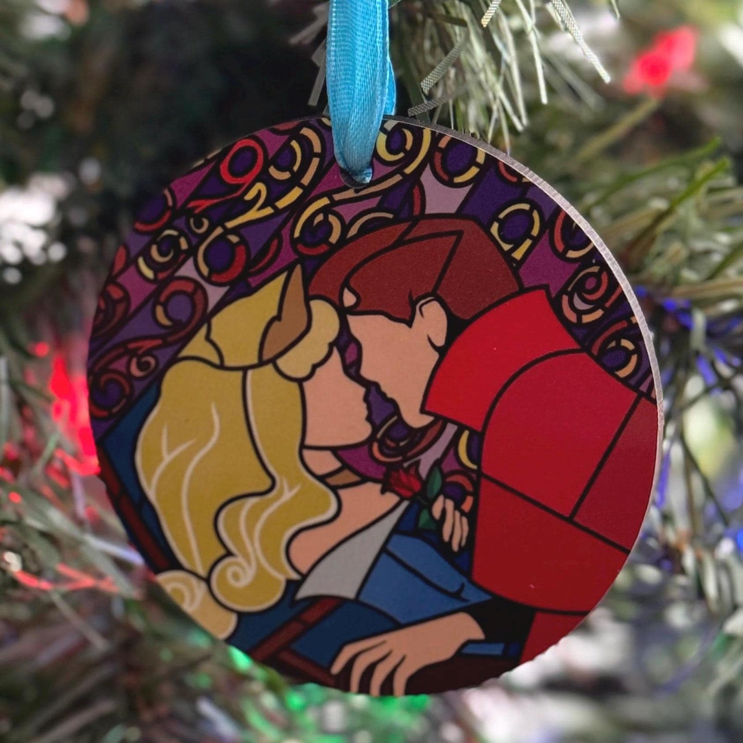 Sleeping beauty Ornament / Stained glass ornament/ Christmas tree stained glass ornament