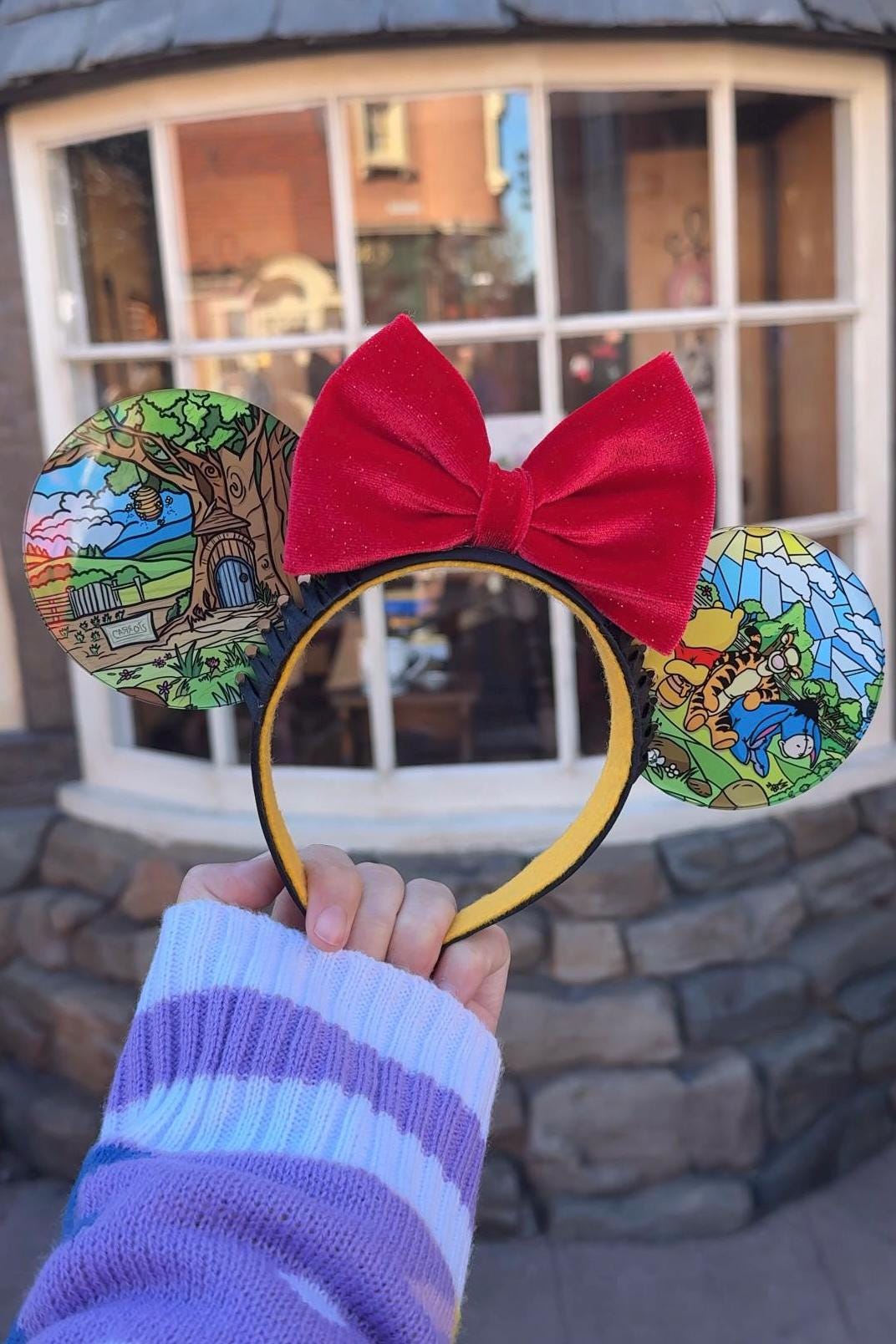 Winnie the Pooh acrylic disney ears, Pooh and friends stained glass window mouse ears, hundred acre wood Minnie ears