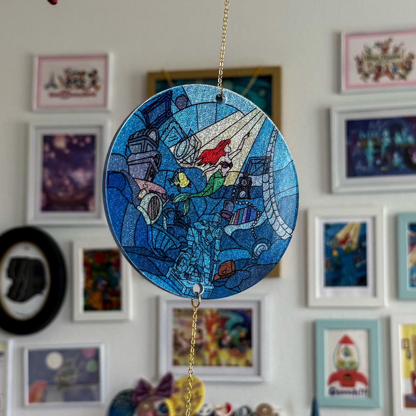 Ariel the little mermaid suncatcher, Stained glass glitter wall decor