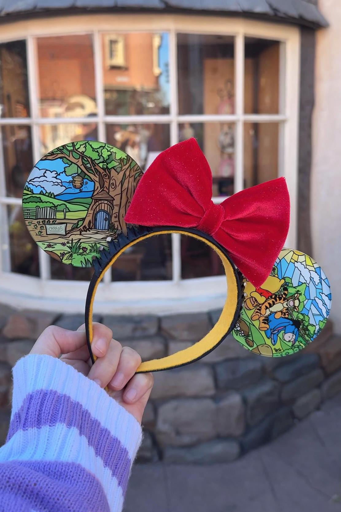 Winnie the Pooh acrylic disney ears, Pooh and friends stained glass window mouse ears, hundred acre wood Minnie ears