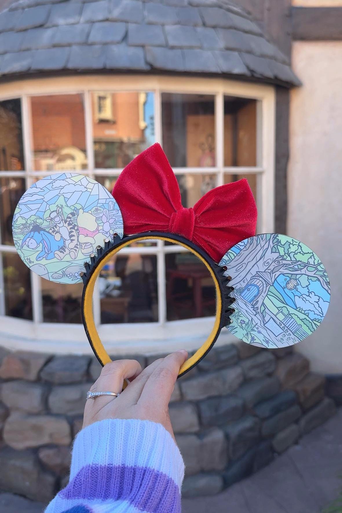 Winnie the Pooh acrylic disney ears, Pooh and friends stained glass window mouse ears, hundred acre wood Minnie ears