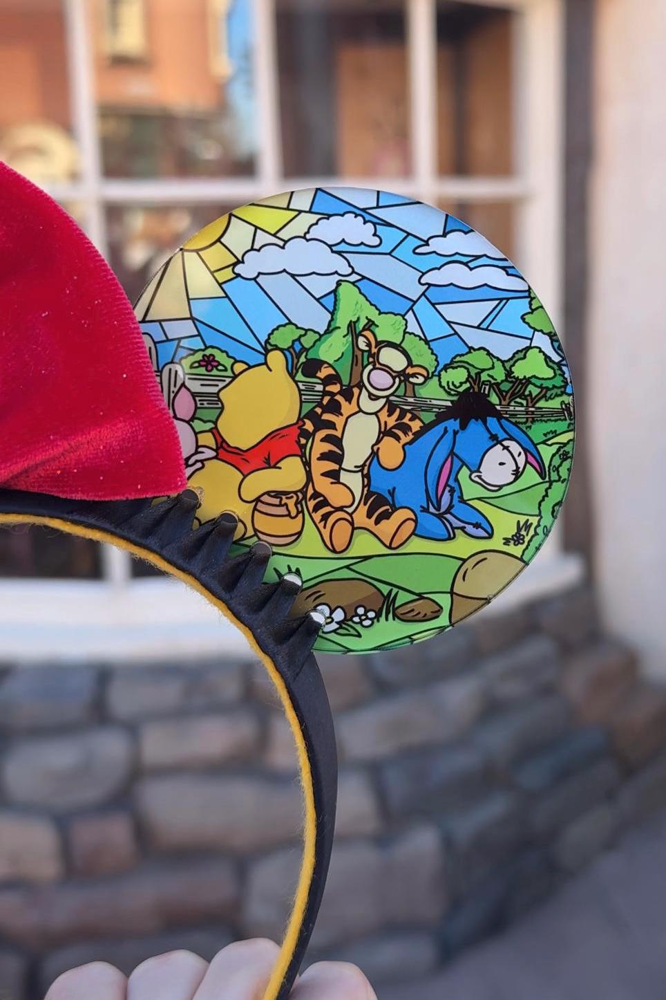 Winnie the Pooh acrylic disney ears, Pooh and friends stained glass window mouse ears, hundred acre wood Minnie ears