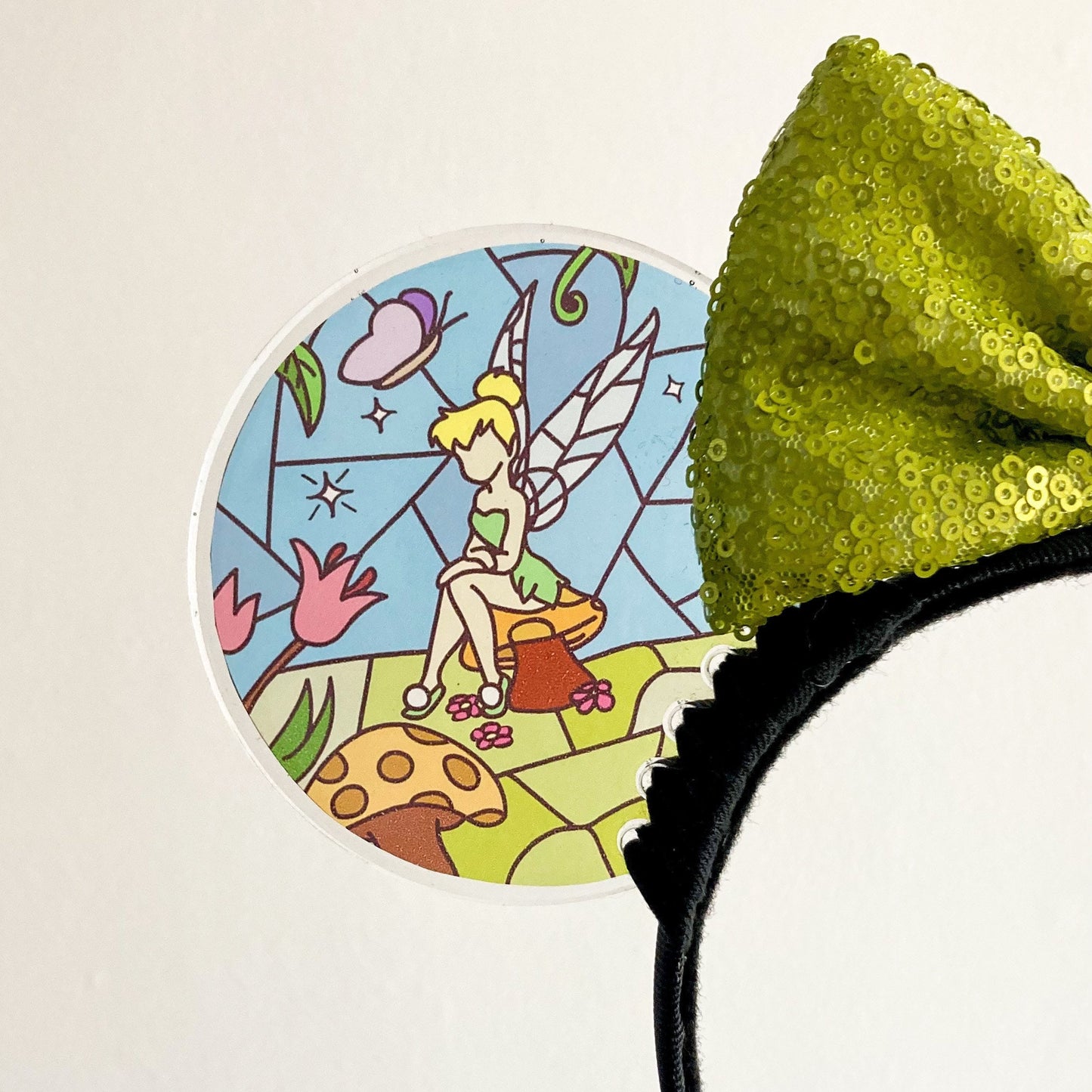 Tinkerbell Stained Glass Mouse Ears, Disney park Fairies inspired Resin Headband