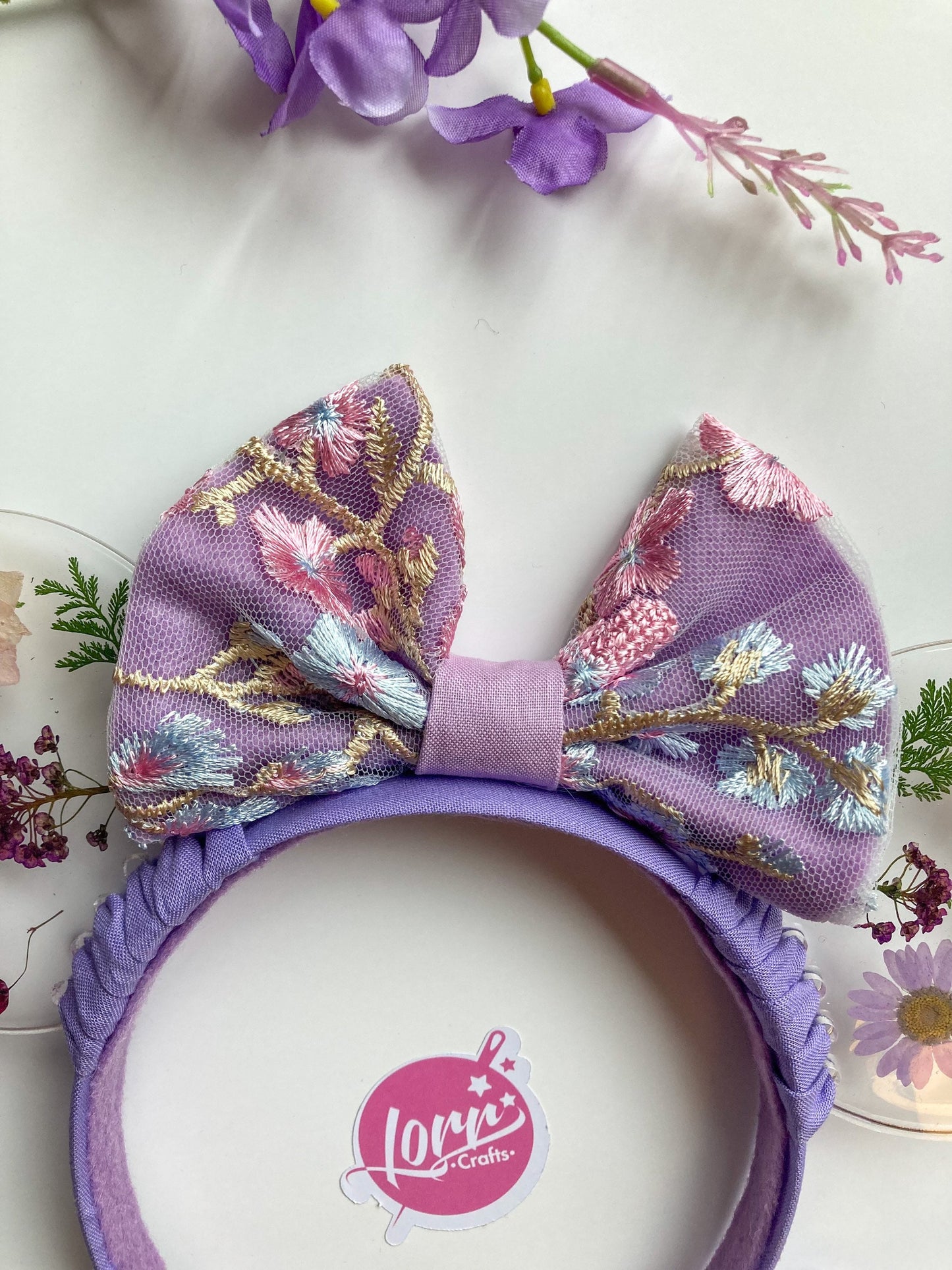 Resin pressed purple flowers ears / Isabella madrigal inspired ears/ Encanto ears