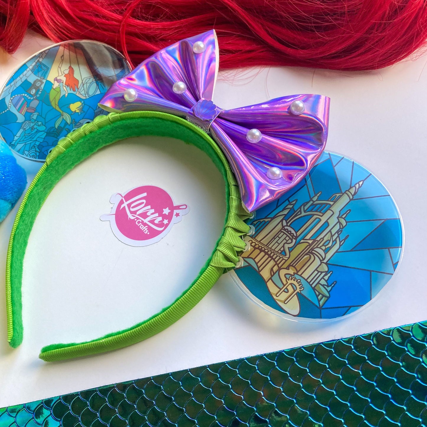 Part of your world Faux stained glass Little mermaid mouse ears/ Mermaid ears / Ariel ears