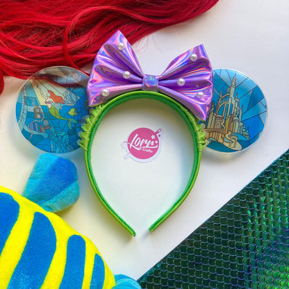 Part of your world Faux stained glass Little mermaid mouse ears/ Mermaid ears / Ariel ears