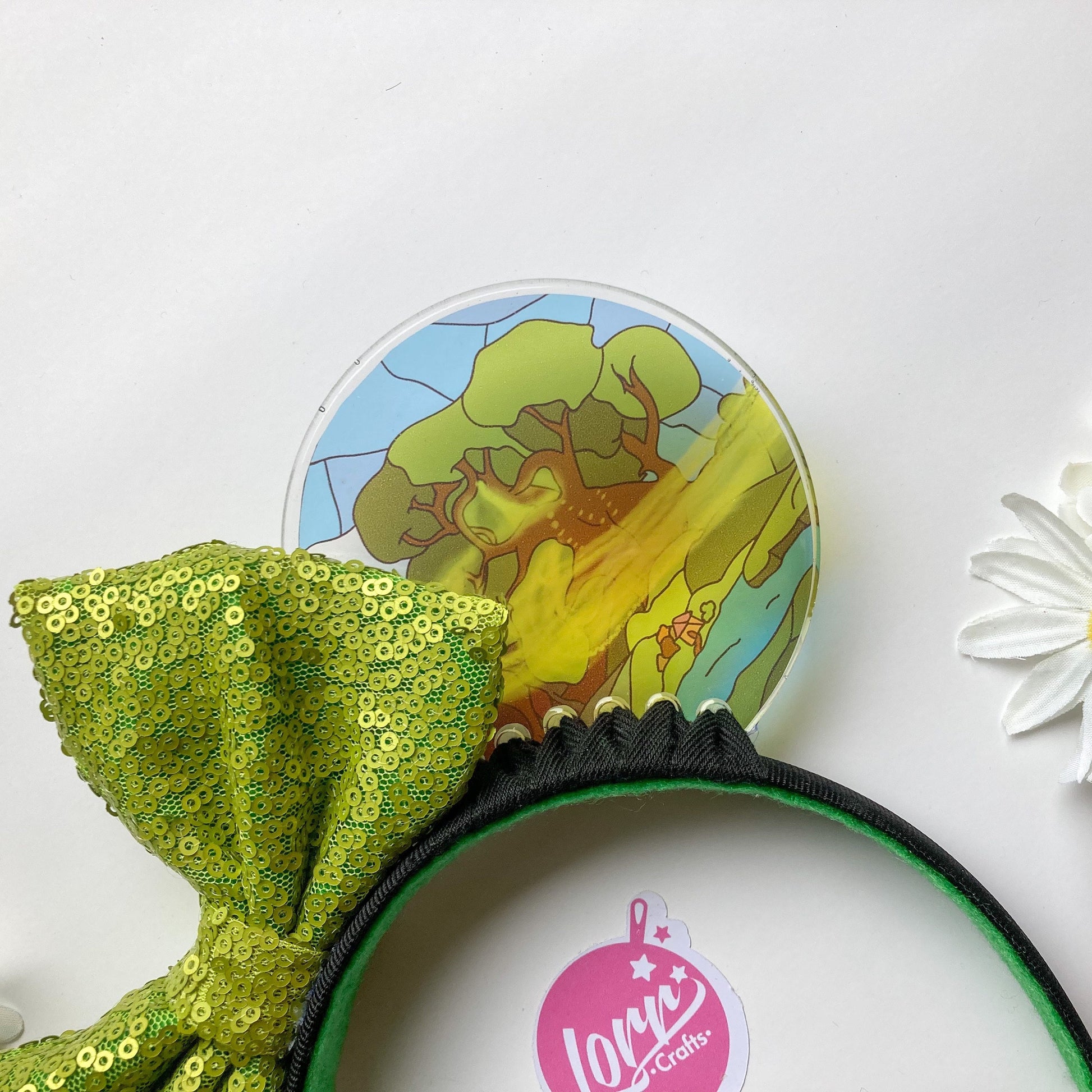 Tinkerbell Stained Glass Mouse Ears, Disney park Fairies inspired Resin Headband