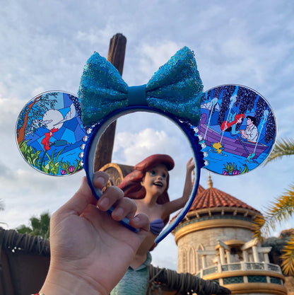 Kiss the Girl Faux Stained Glass Mouse Ears | Ariel and Eric Little Mermaid Resin Ears for Disney Parks