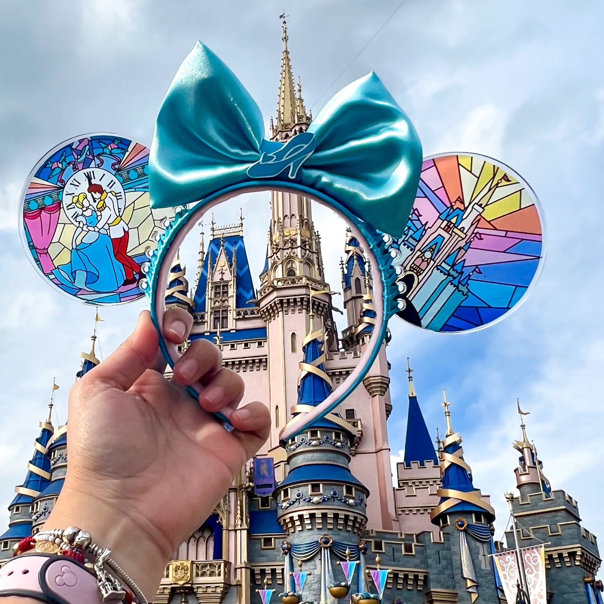Cinderella Faux Stained Glass Mouse Ears | Cinderella Castle Ears | Prince Charming & Cinderella Inspired Disney Ears | Fairytale Headband