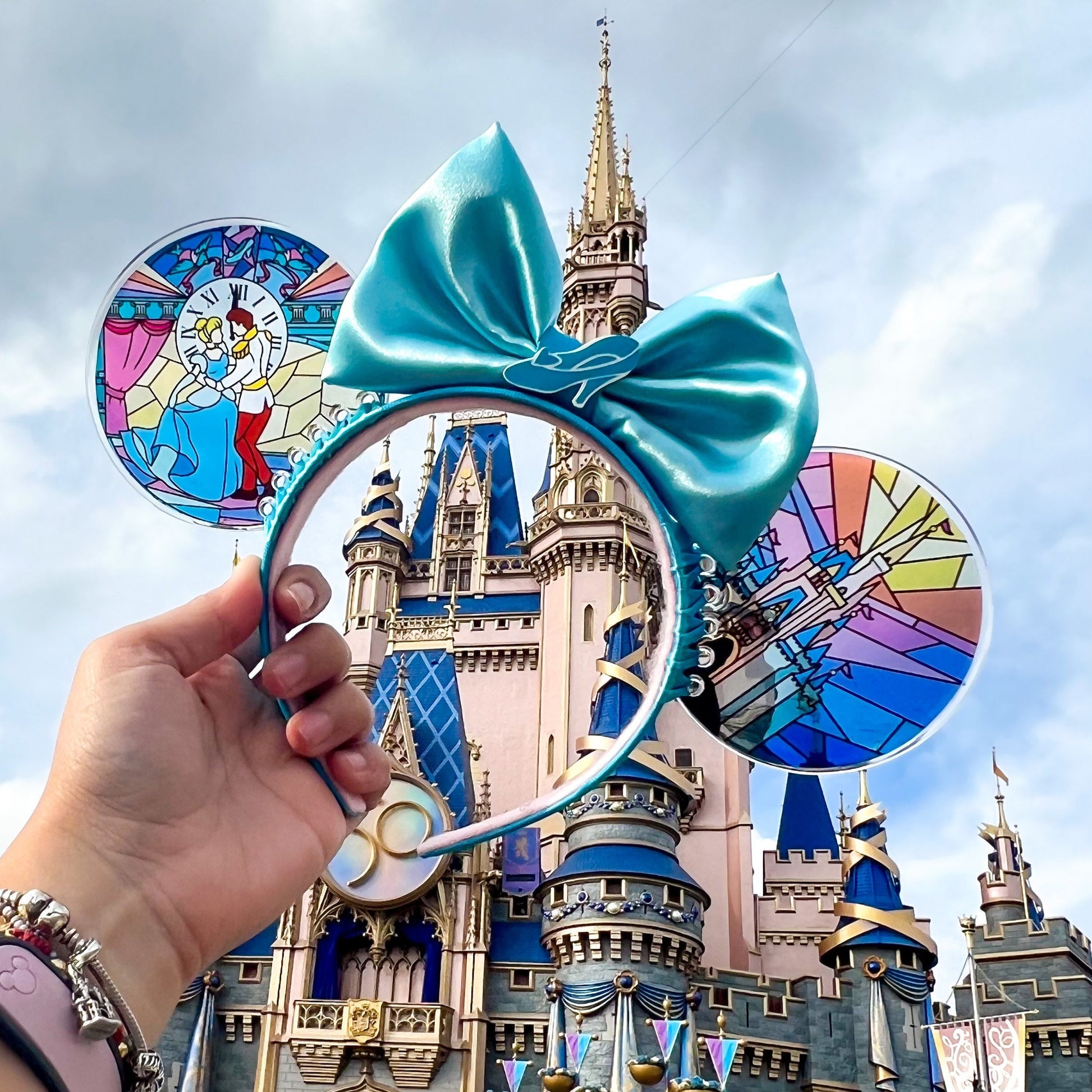 Cinderella Faux Stained Glass Mouse Ears | Cinderella Castle Ears | Prince Charming & Cinderella Inspired Disney Ears | Fairytale Headband