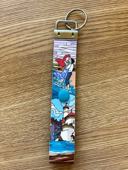 Minnie Ears Headband Holder Ariel and Eric keychain, stained glass little mermaid eat holder, Prince Eric keychain, ear saver for backpack