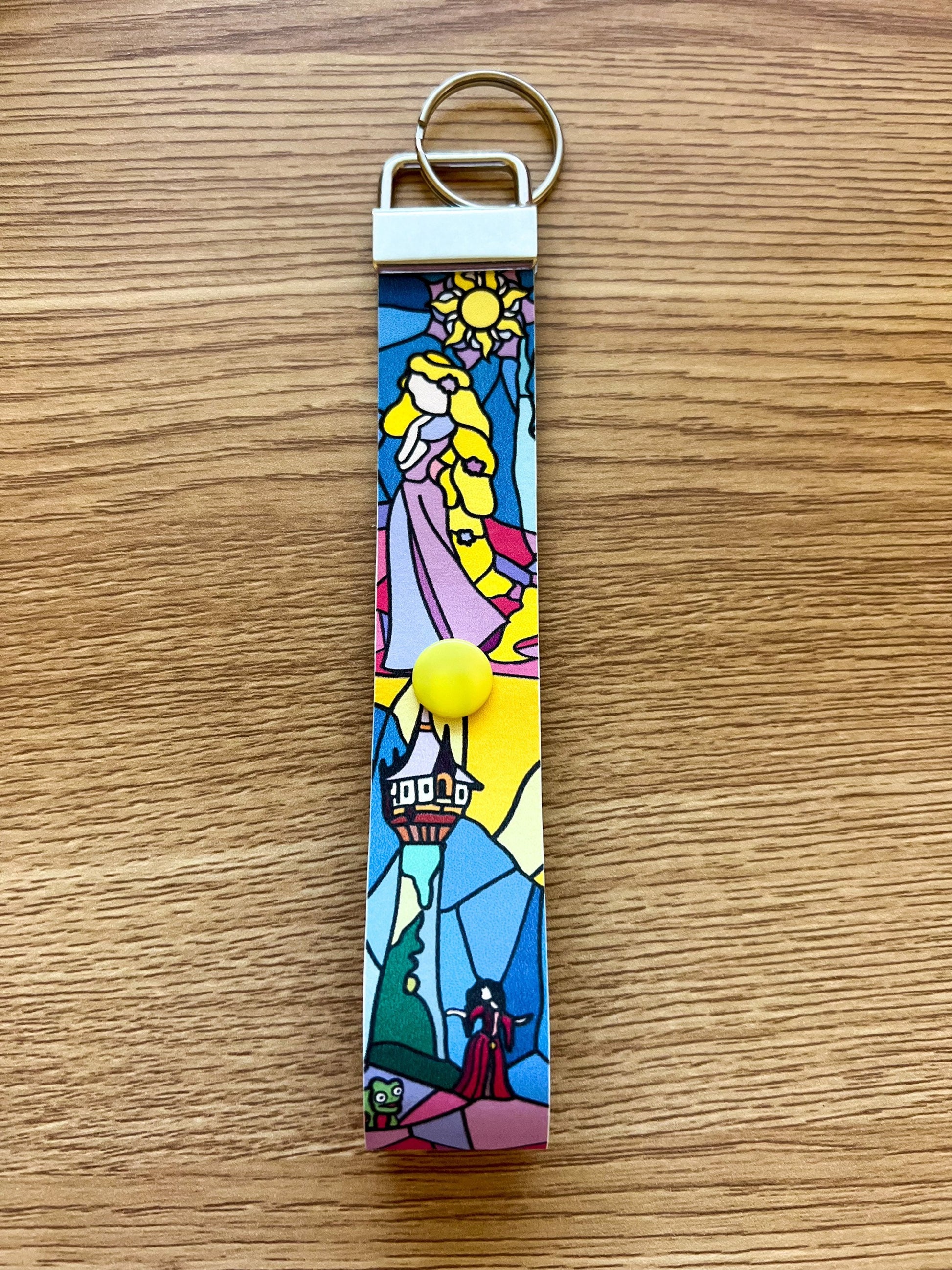Rapunzel stained glass keychain/ tangled ear holder/Disney park mouse ear backpack holder